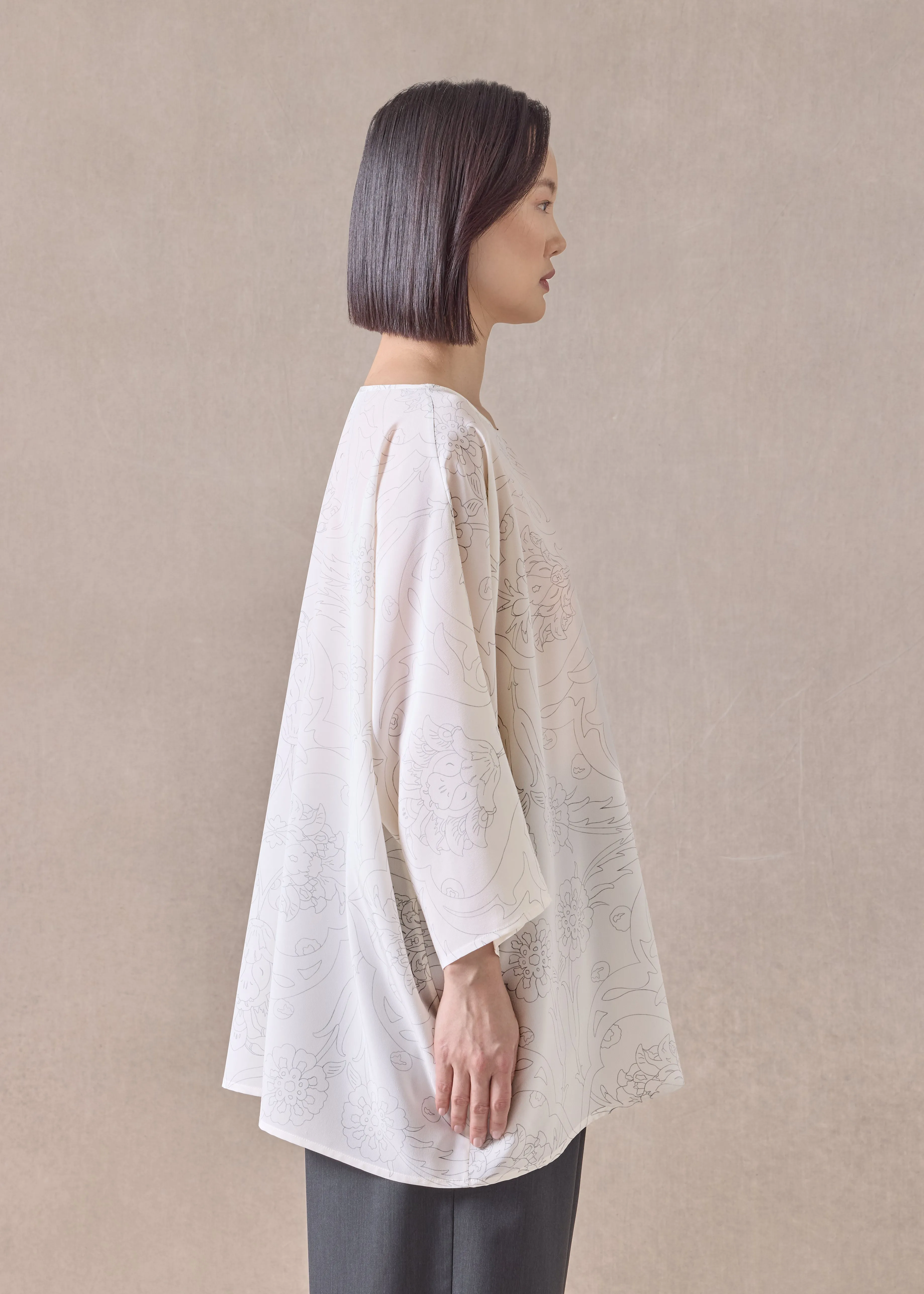 silk boat neck top - long (pencil) sold by eskandar product image thumbnail 3