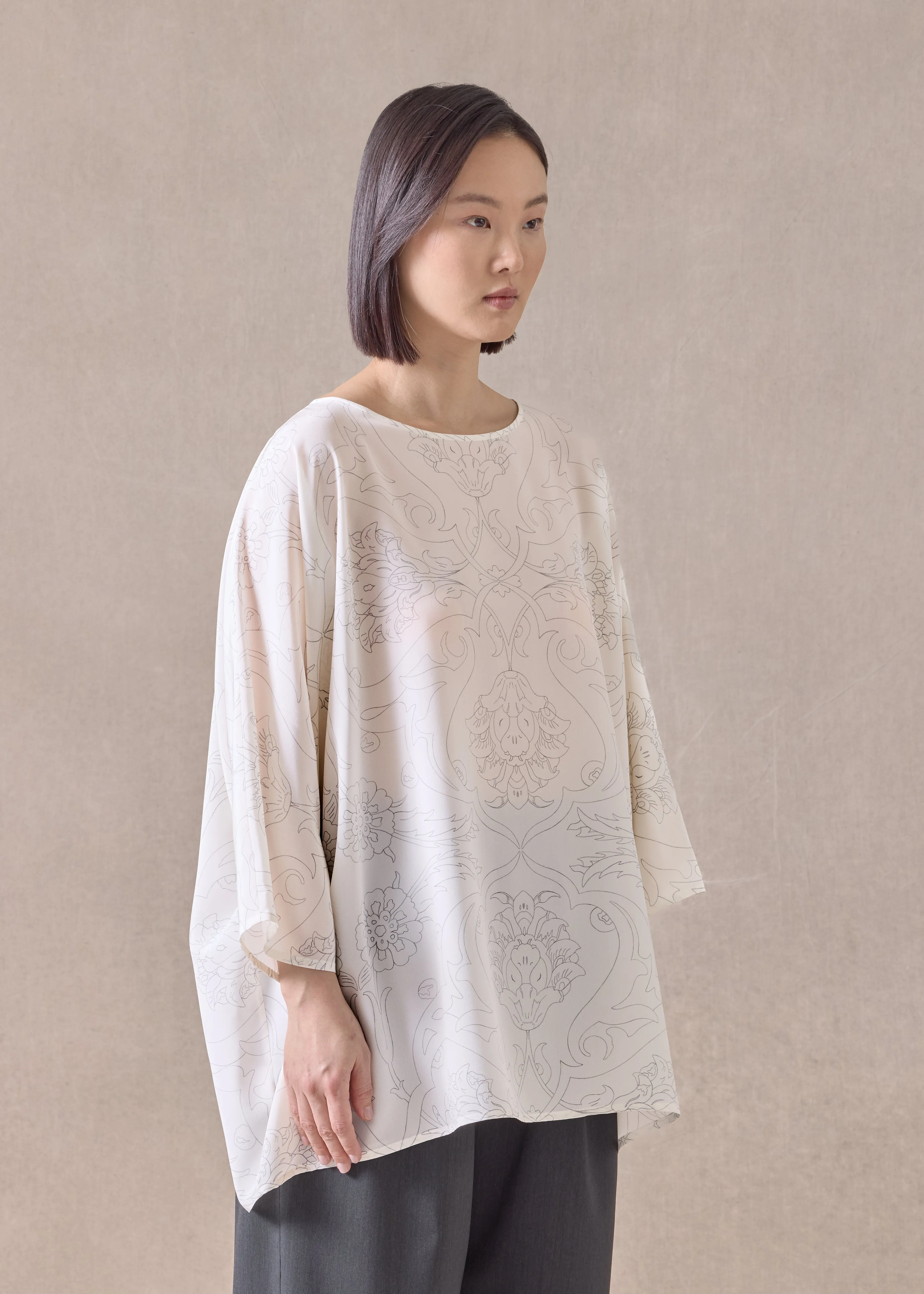 silk boat neck top - long (pencil) sold by eskandar product image thumbnail 2