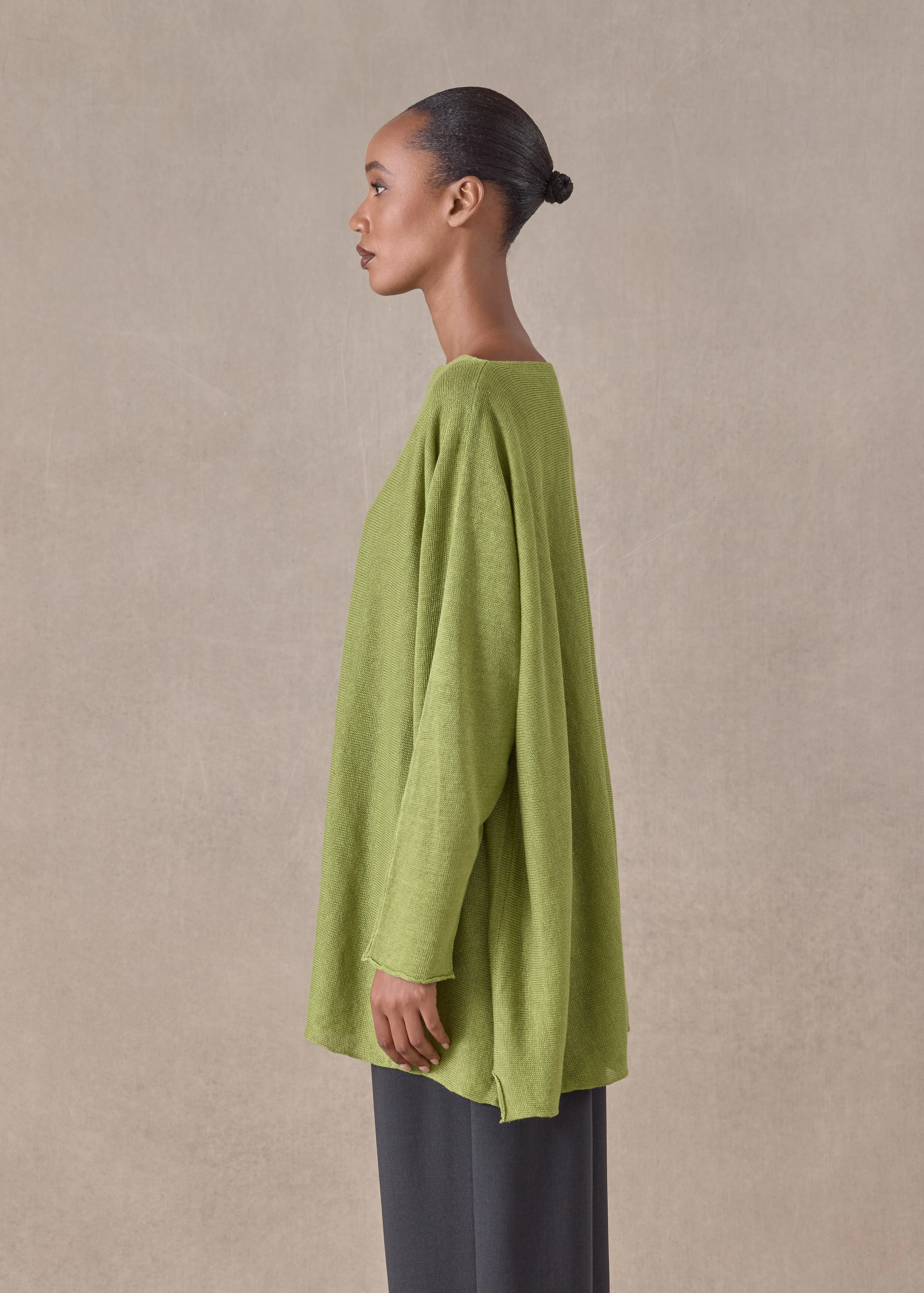linen side ways knitted sweater - long sold by eskandar product image thumbnail 3