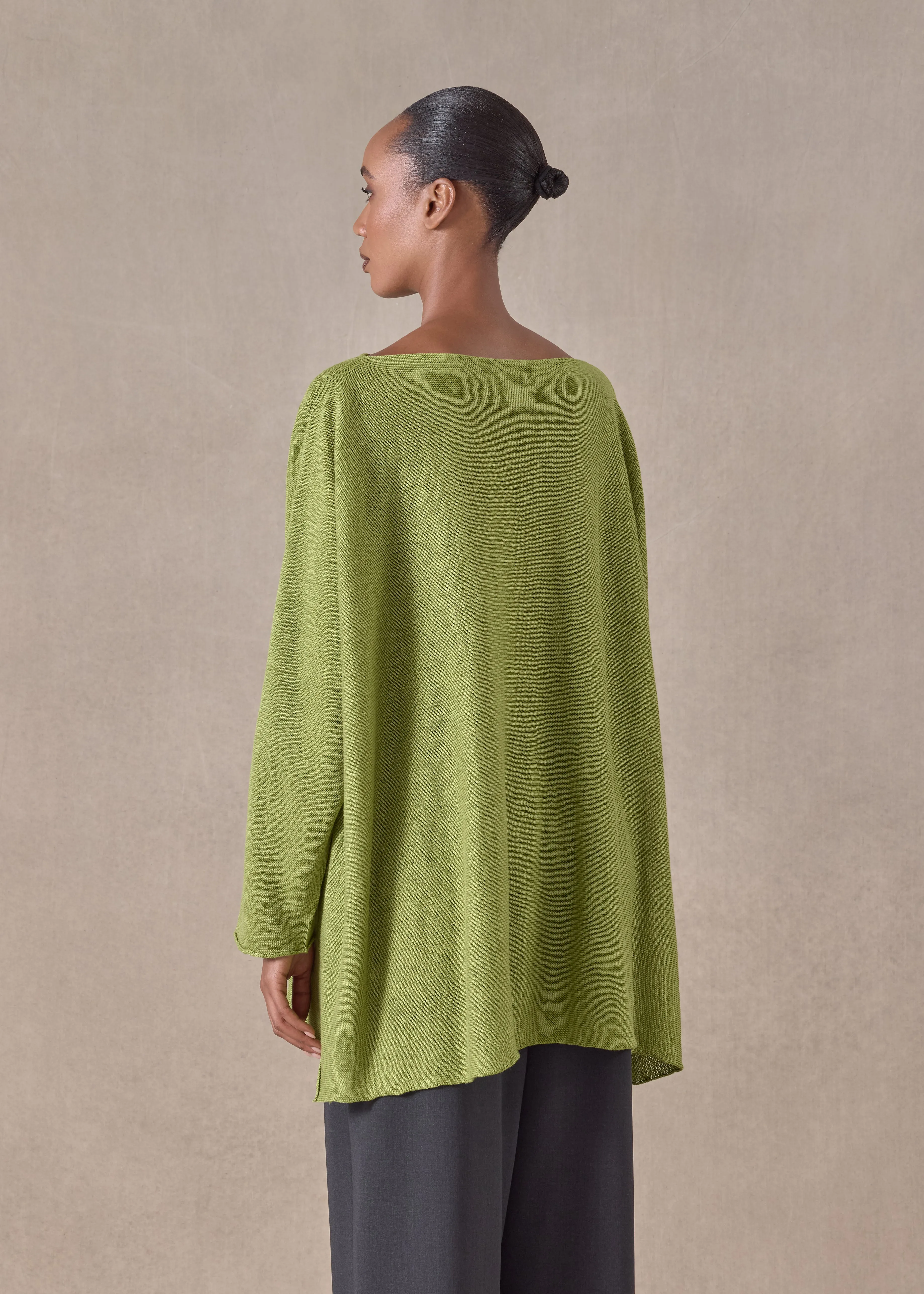 linen side ways knitted sweater - long sold by eskandar product image thumbnail 4