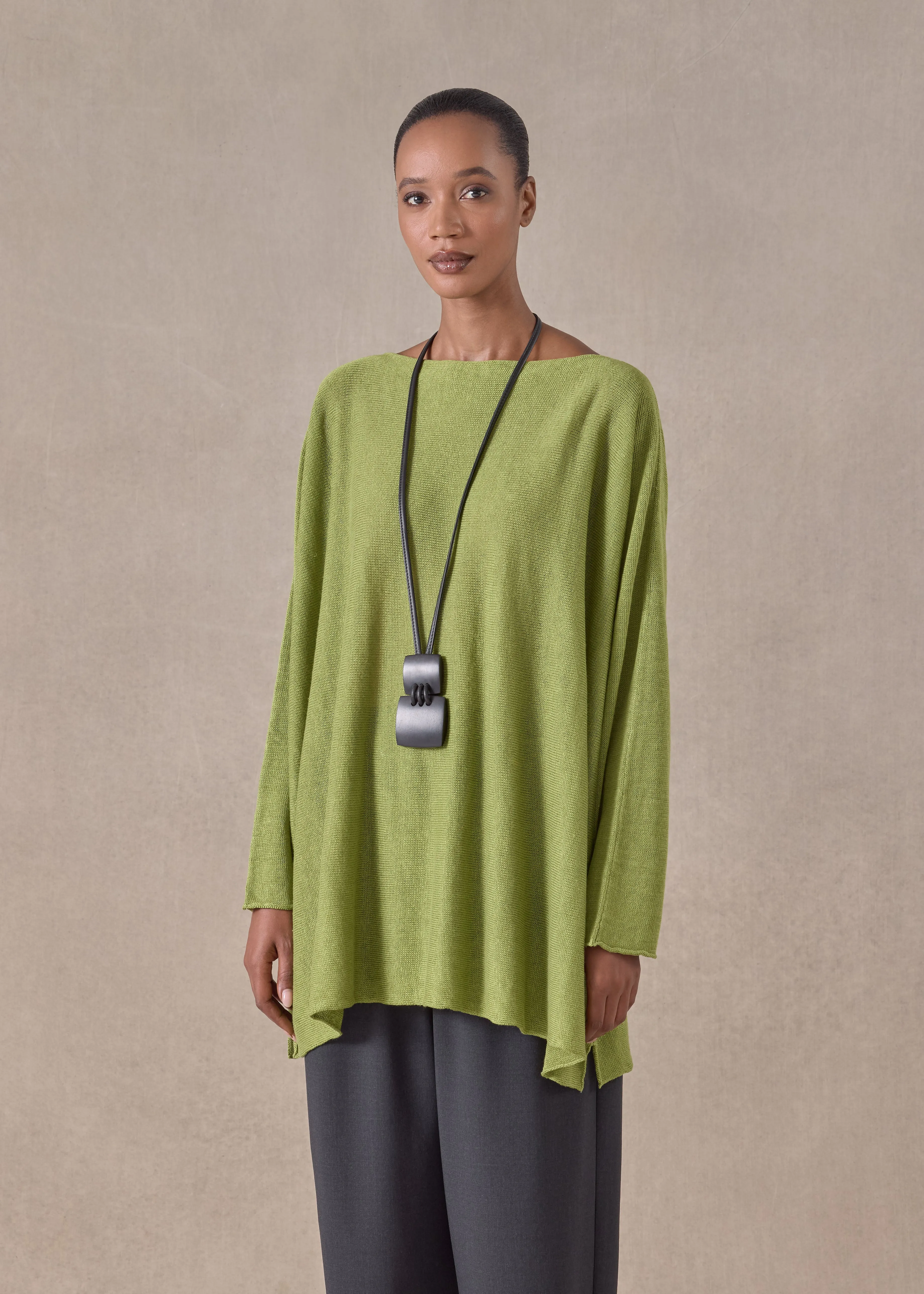 linen side ways knitted sweater - long sold by eskandar product image thumbnail 2