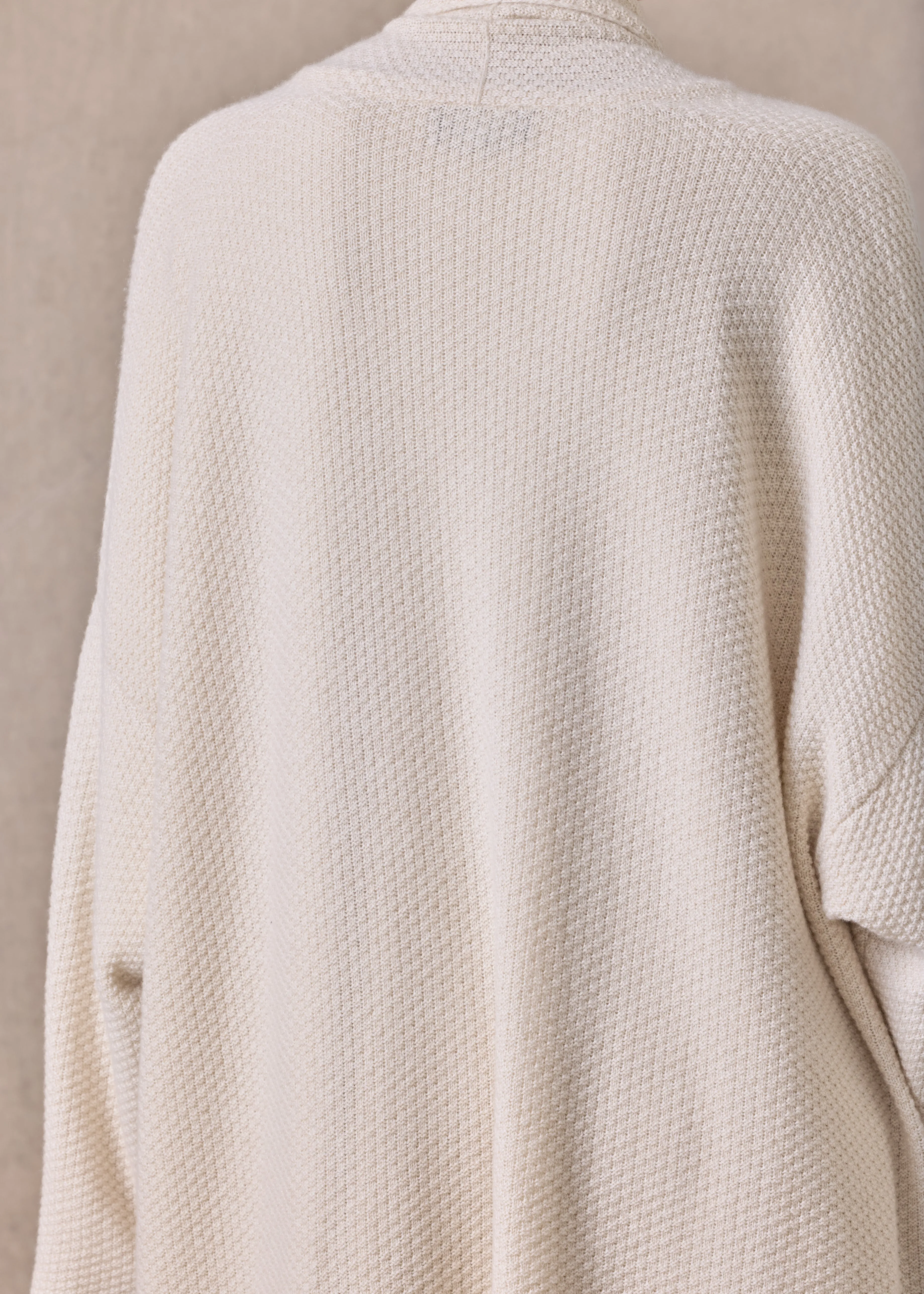 cashmere a-line scrunch shawl collar cardigan - very long (undyed) sold by eskandar product image thumbnail 5