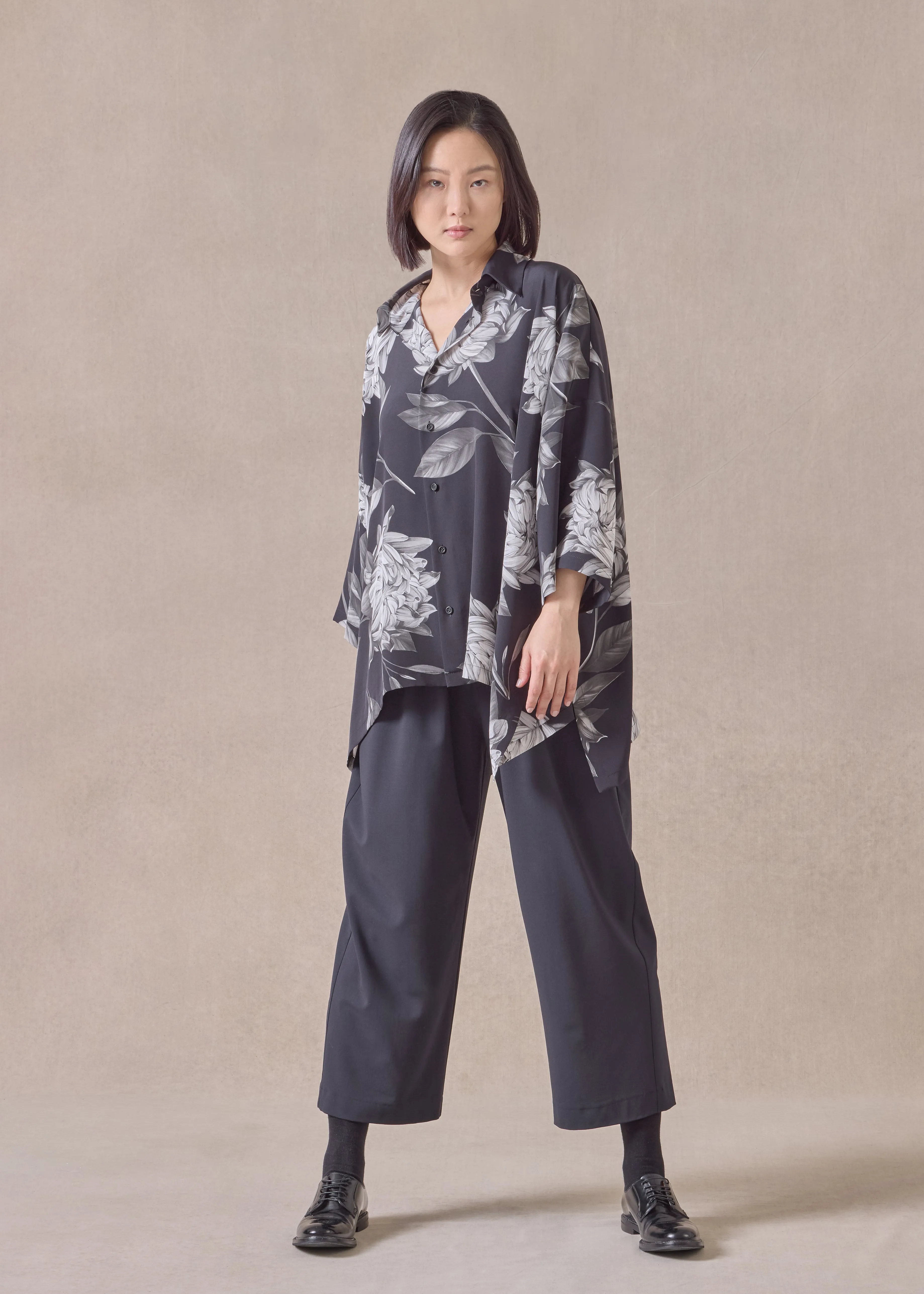 silk dps short sleeve shirt with collar - mid plus (monochrome) sold by eskandar