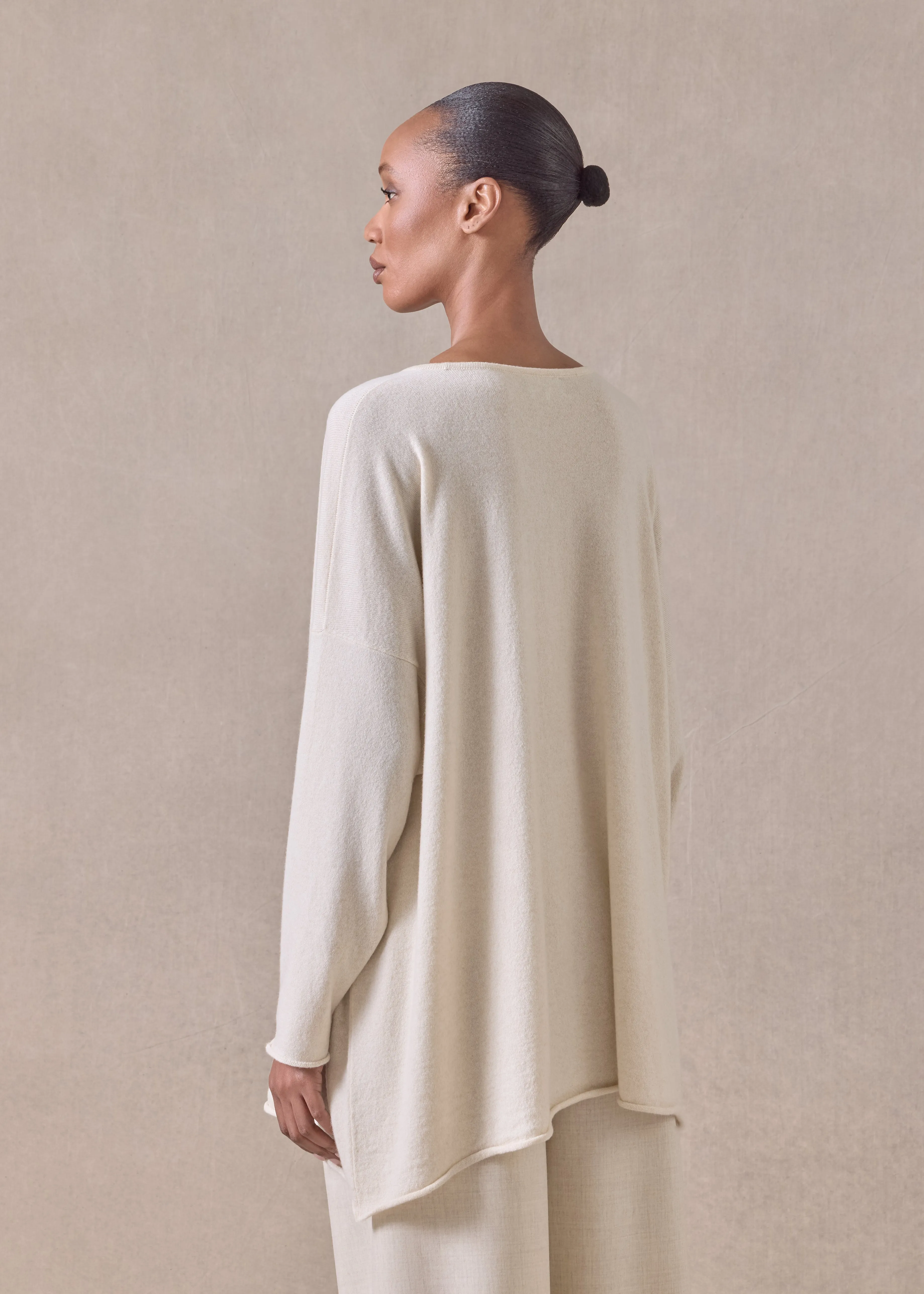 cashmere a-line bateau neck sweater - long (undyed) sold by eskandar product image thumbnail 4