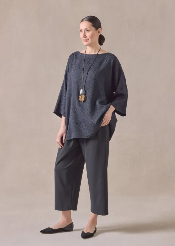 silk wide a-line scoop neck tunic - long (navydark) sold by eskandar