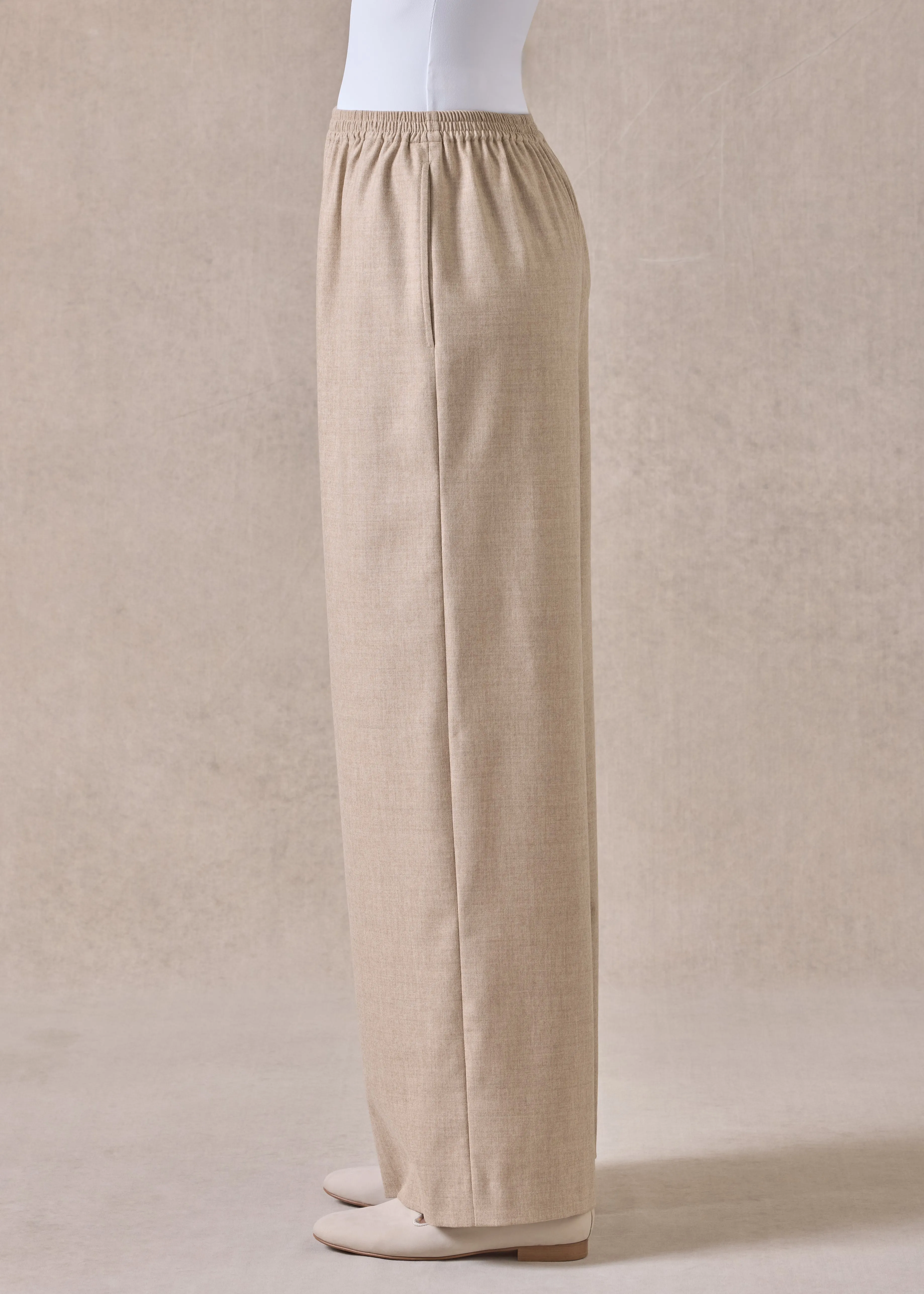 cashmere wool mix flared trouser (natural) sold by eskandar product image thumbnail 4