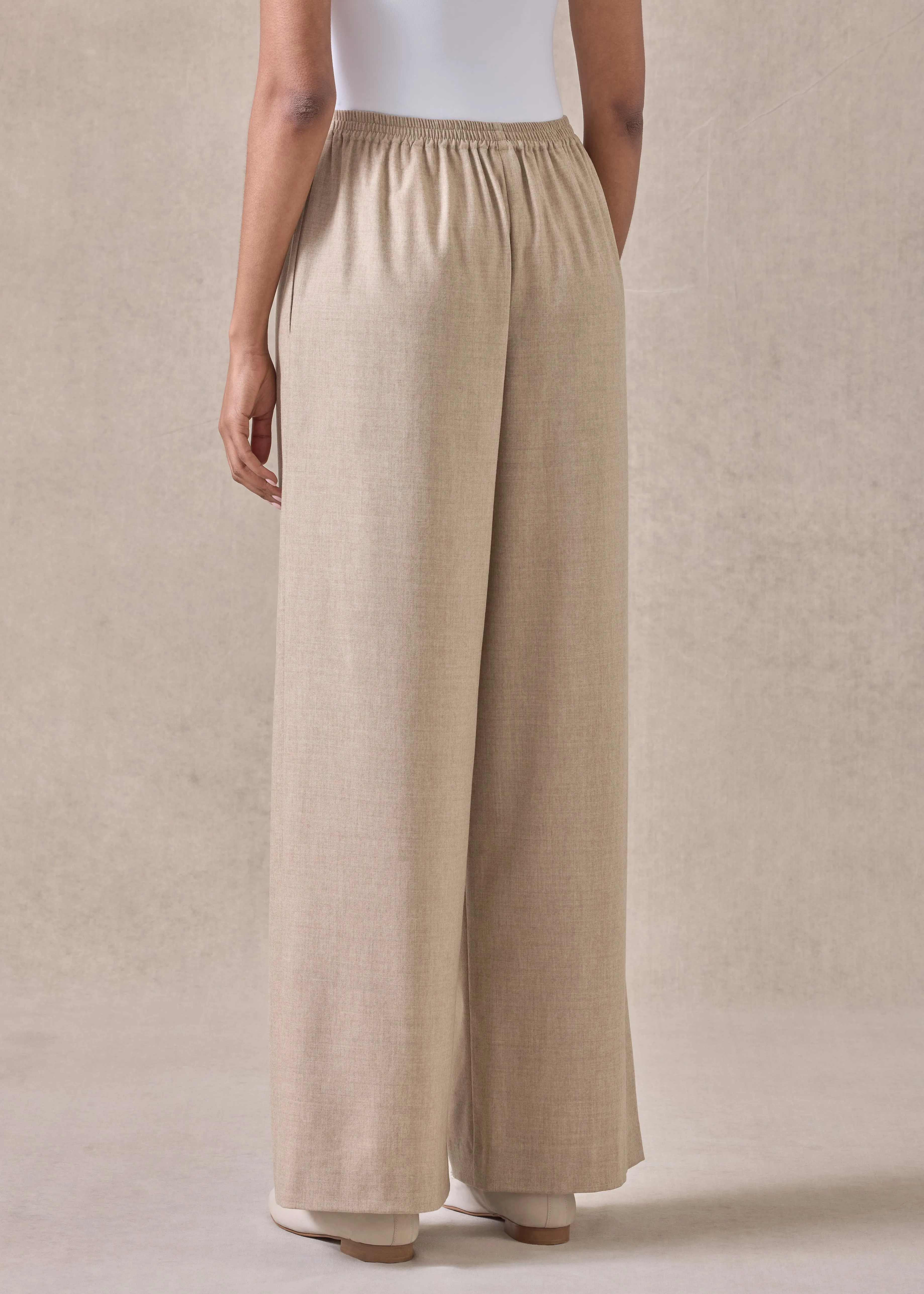 cashmere wool mix flared trouser (natural) sold by eskandar product image thumbnail 5