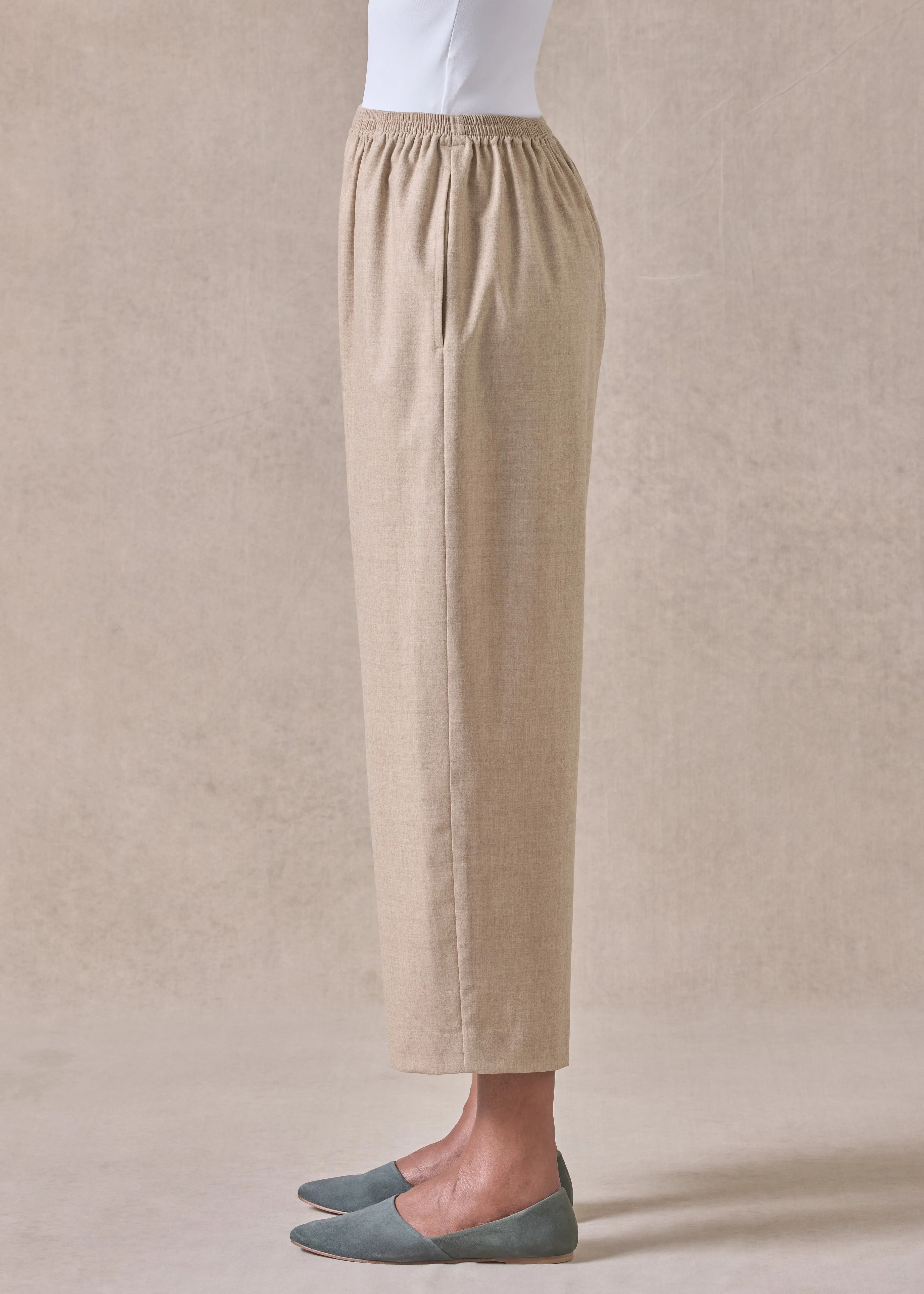 cashmere wool mix japanese trouser (natural) sold by eskandar product image thumbnail 4