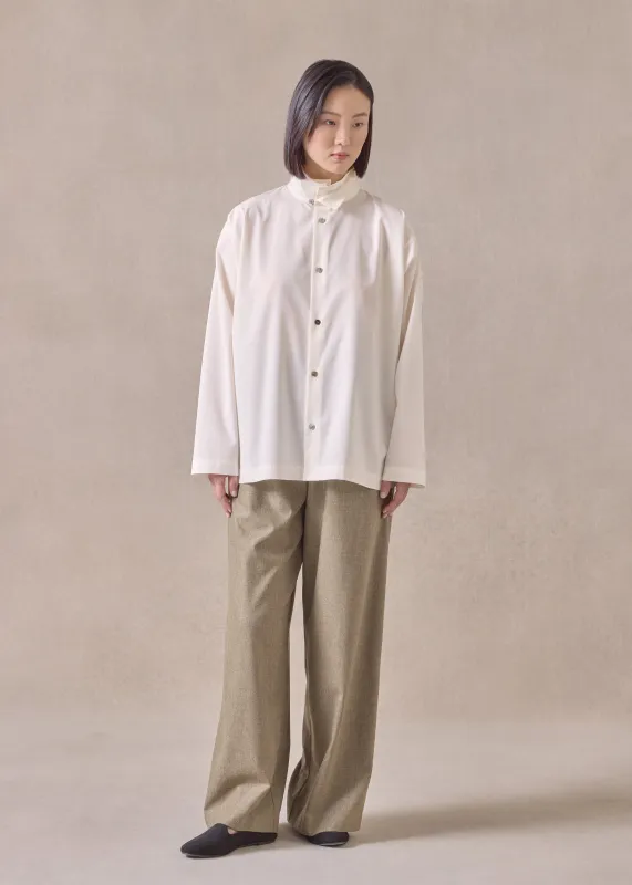 cotton side panelled two collar shirt - mid plus (ivory) sold by eskandar