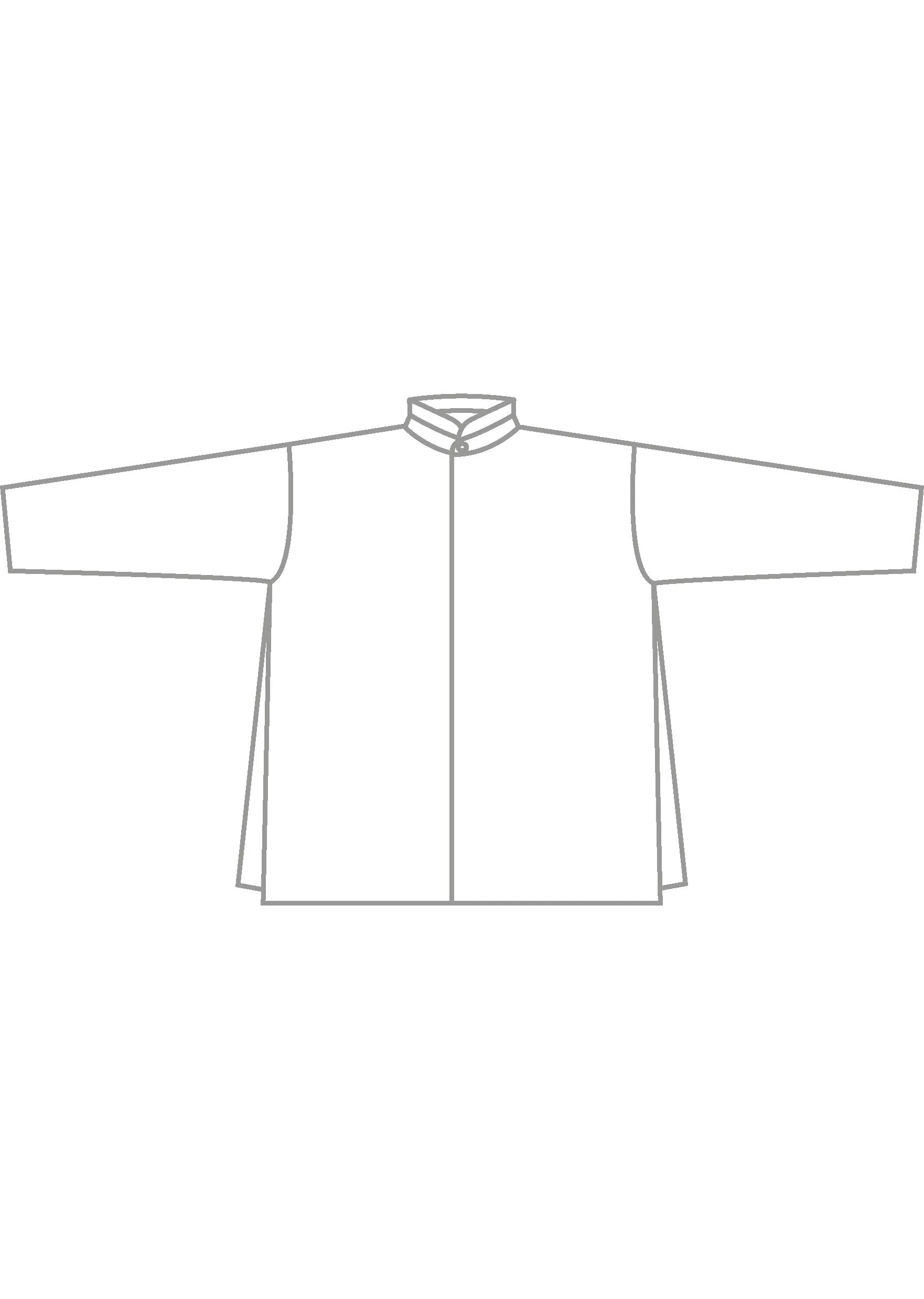 cotton slim a-line double stand collar shirt with stepped insert - long (greensand) sold by eskandar product image thumbnail 5