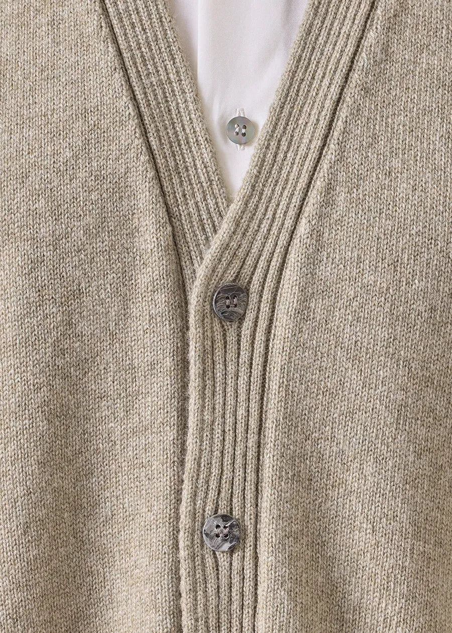 cashmere a-line sleeveless v neck cardigan - mid plus (greensand) sold by eskandar product image thumbnail 5