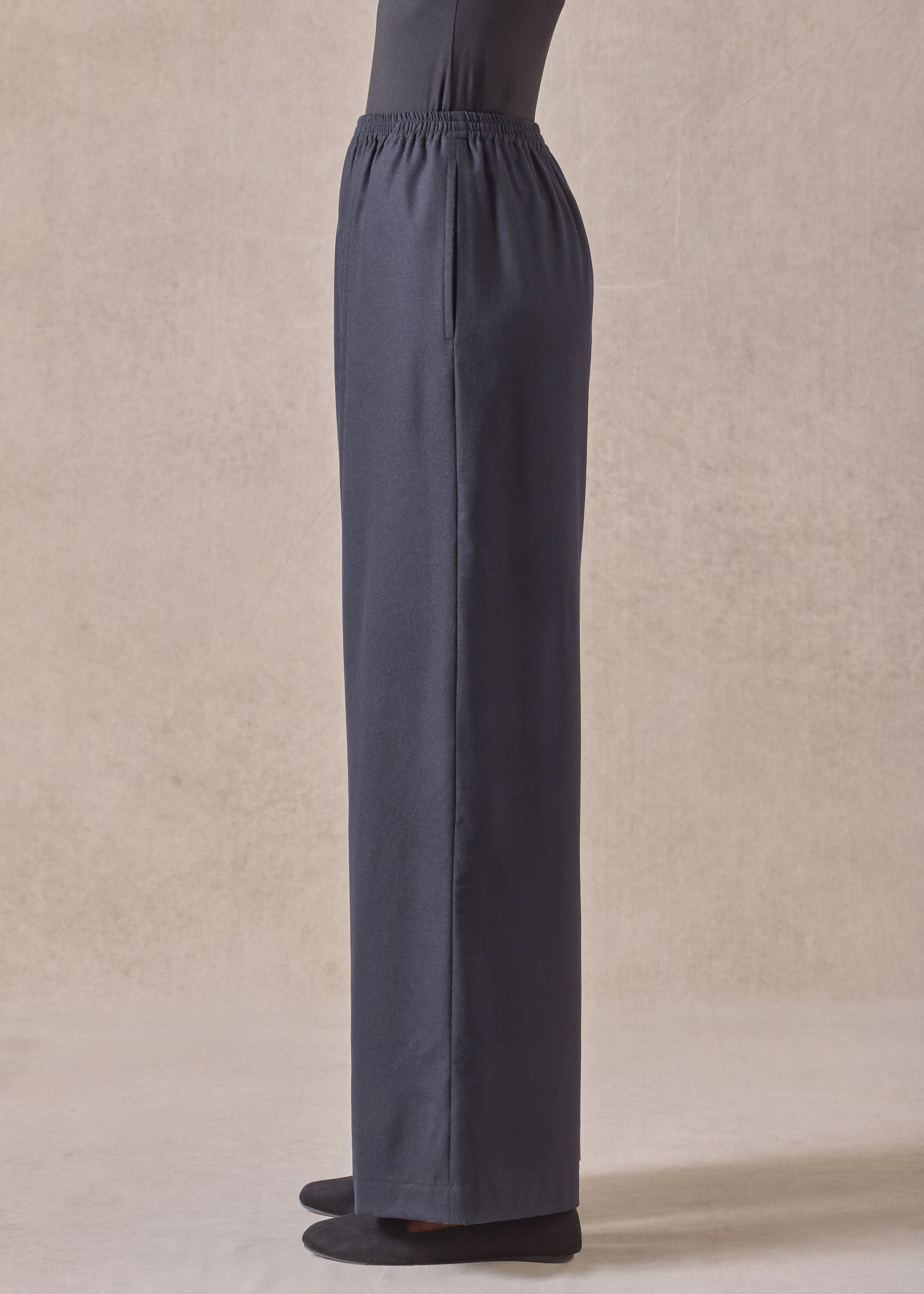 wool cashmere mix flared trouser (navydark) sold by eskandar product image thumbnail 4