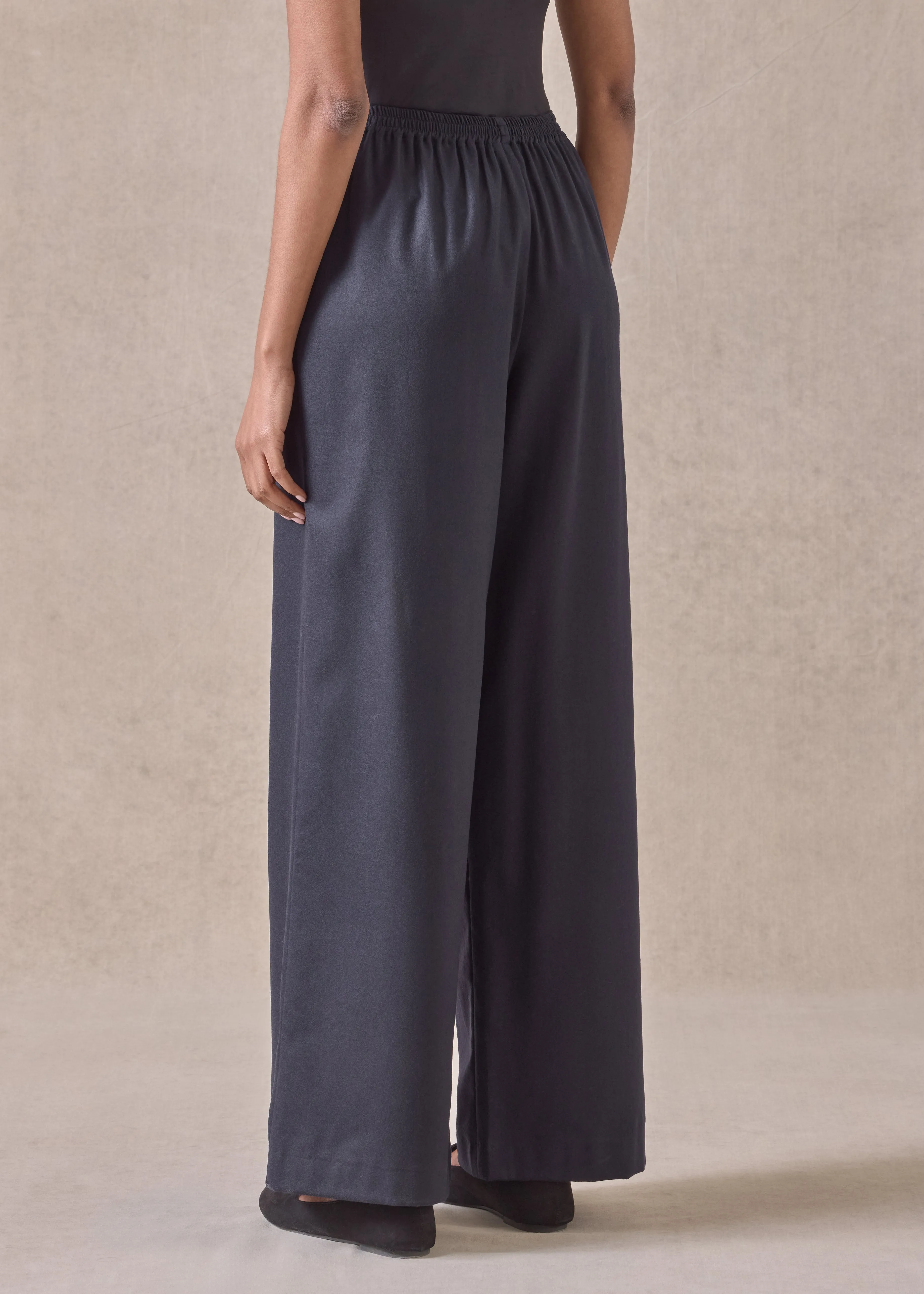 wool cashmere mix flared trouser (navydark) sold by eskandar product image thumbnail 5