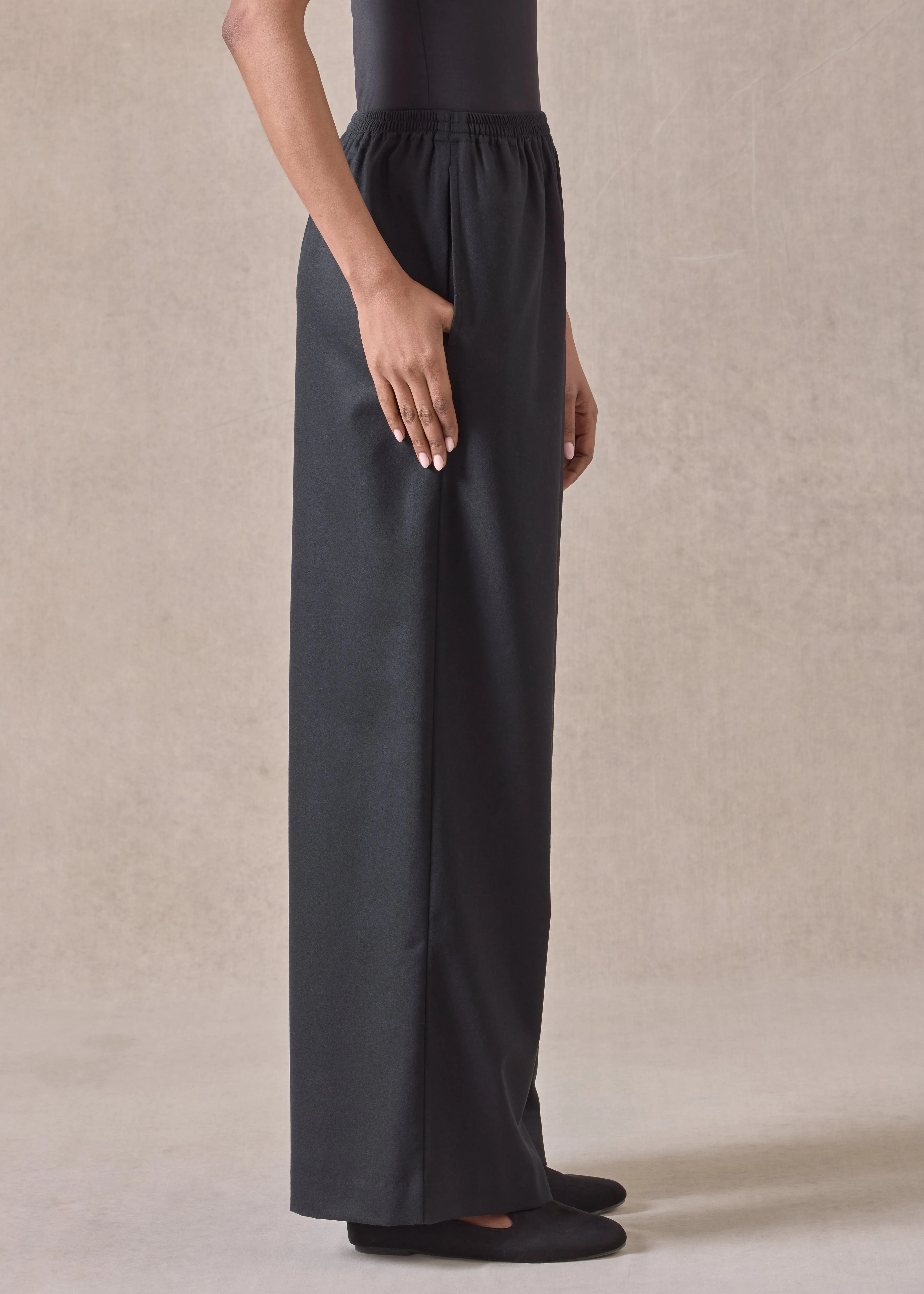 wool cashmere mix flared trouser (black) sold by eskandar product image thumbnail 4