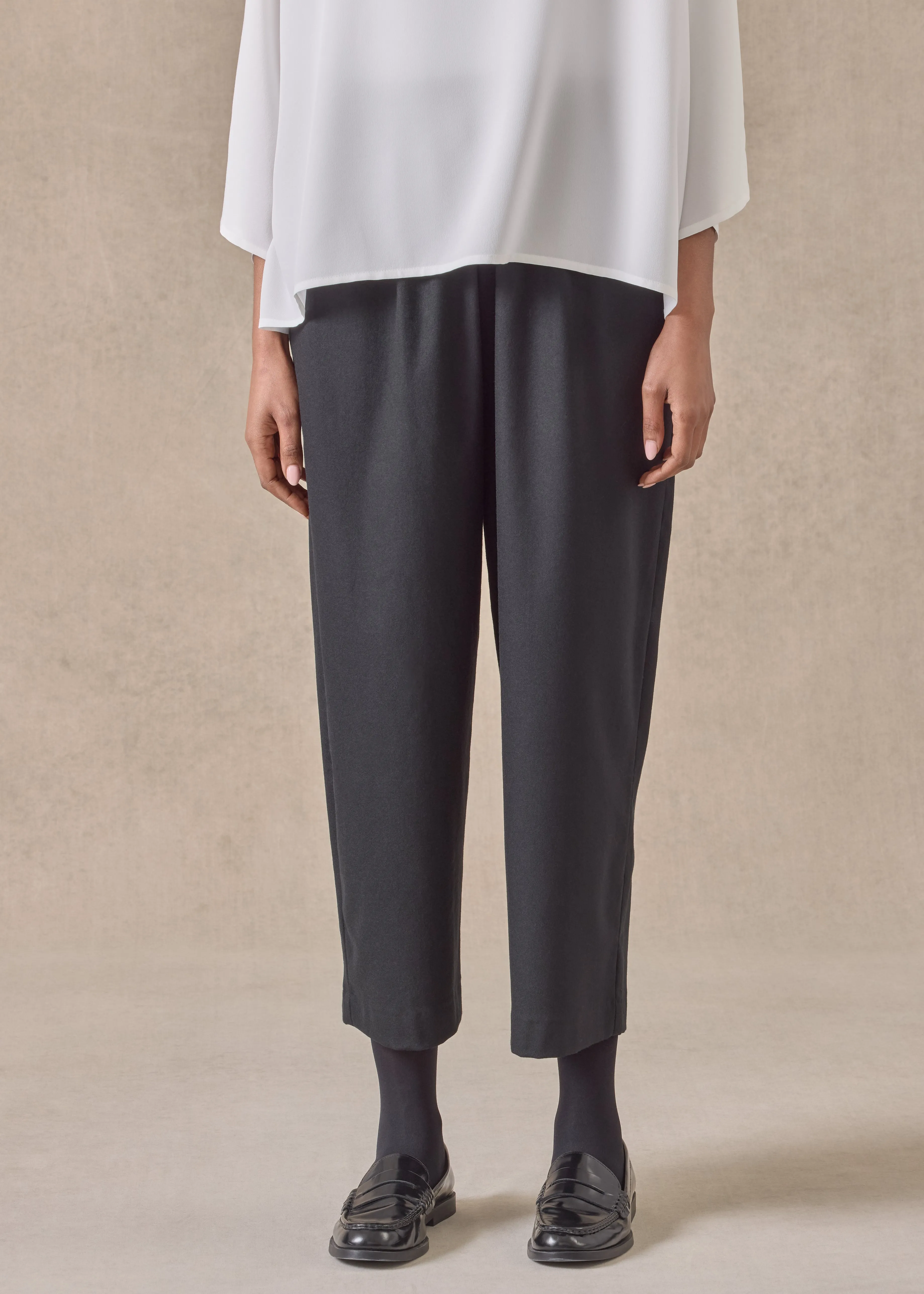wool cashmere mix japanese trouser (black) sold by eskandar
