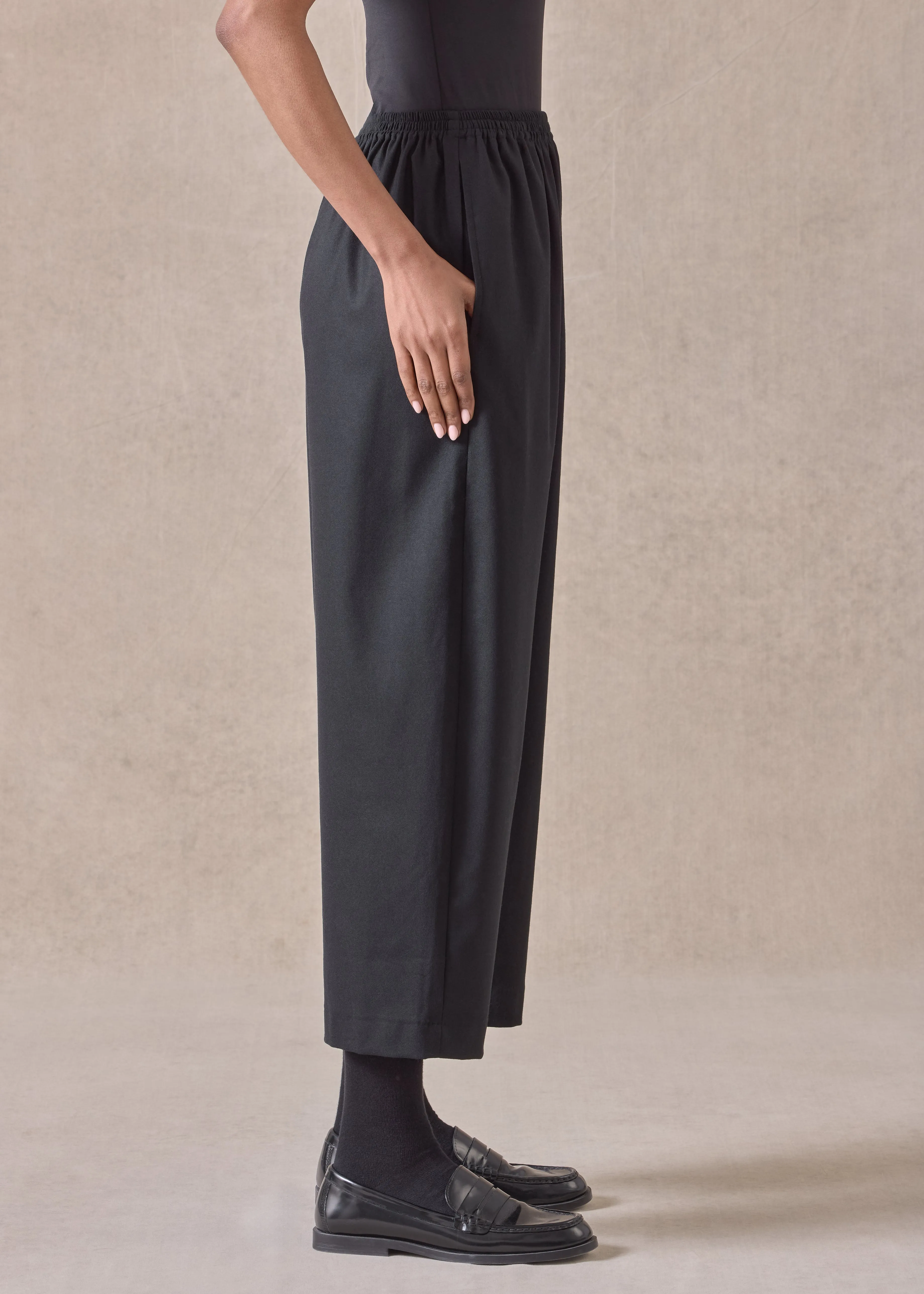 wool cashmere mix japanese trouser (black) sold by eskandar product image thumbnail 3