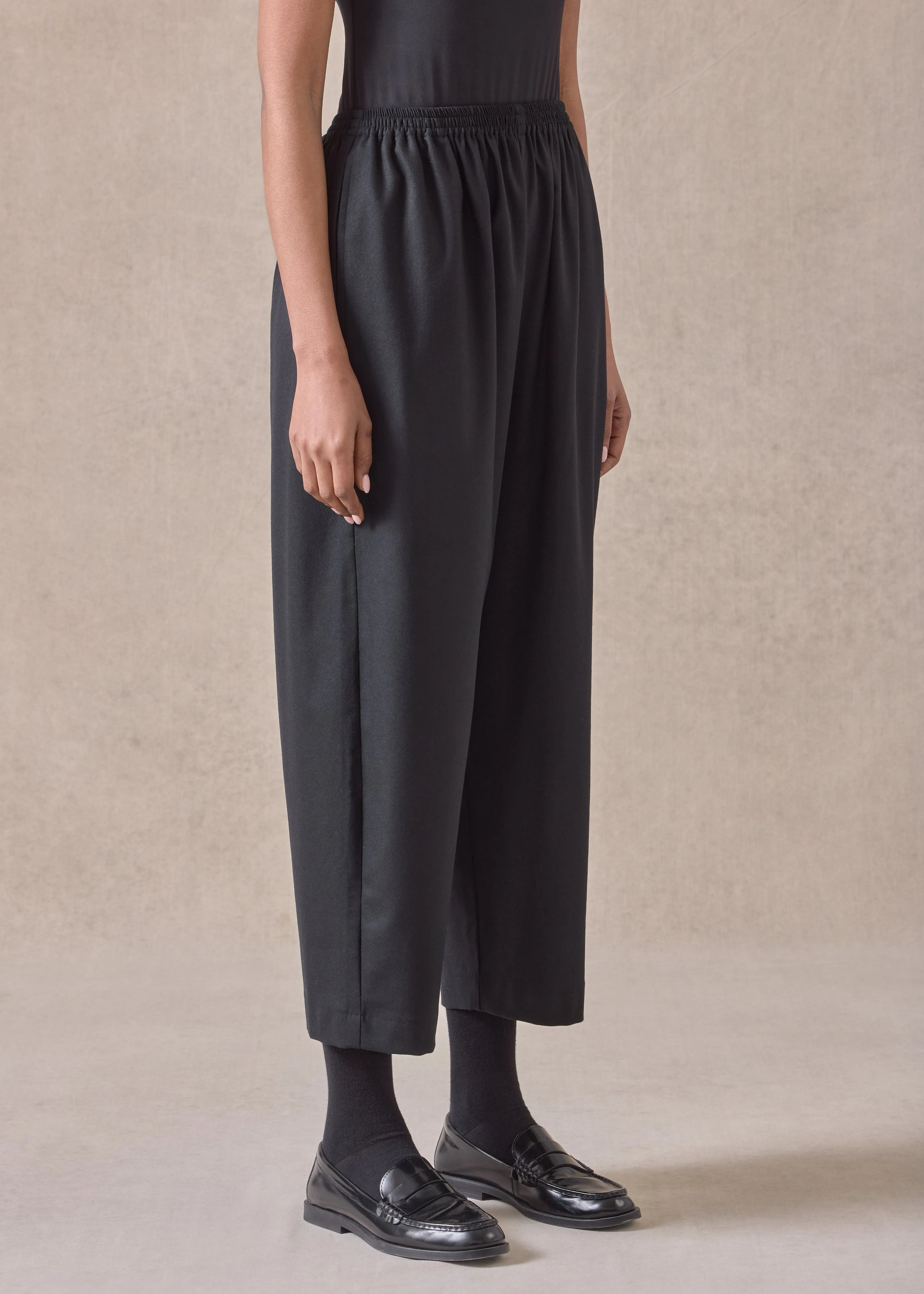 wool cashmere mix japanese trouser (black) sold by eskandar product image thumbnail 2
