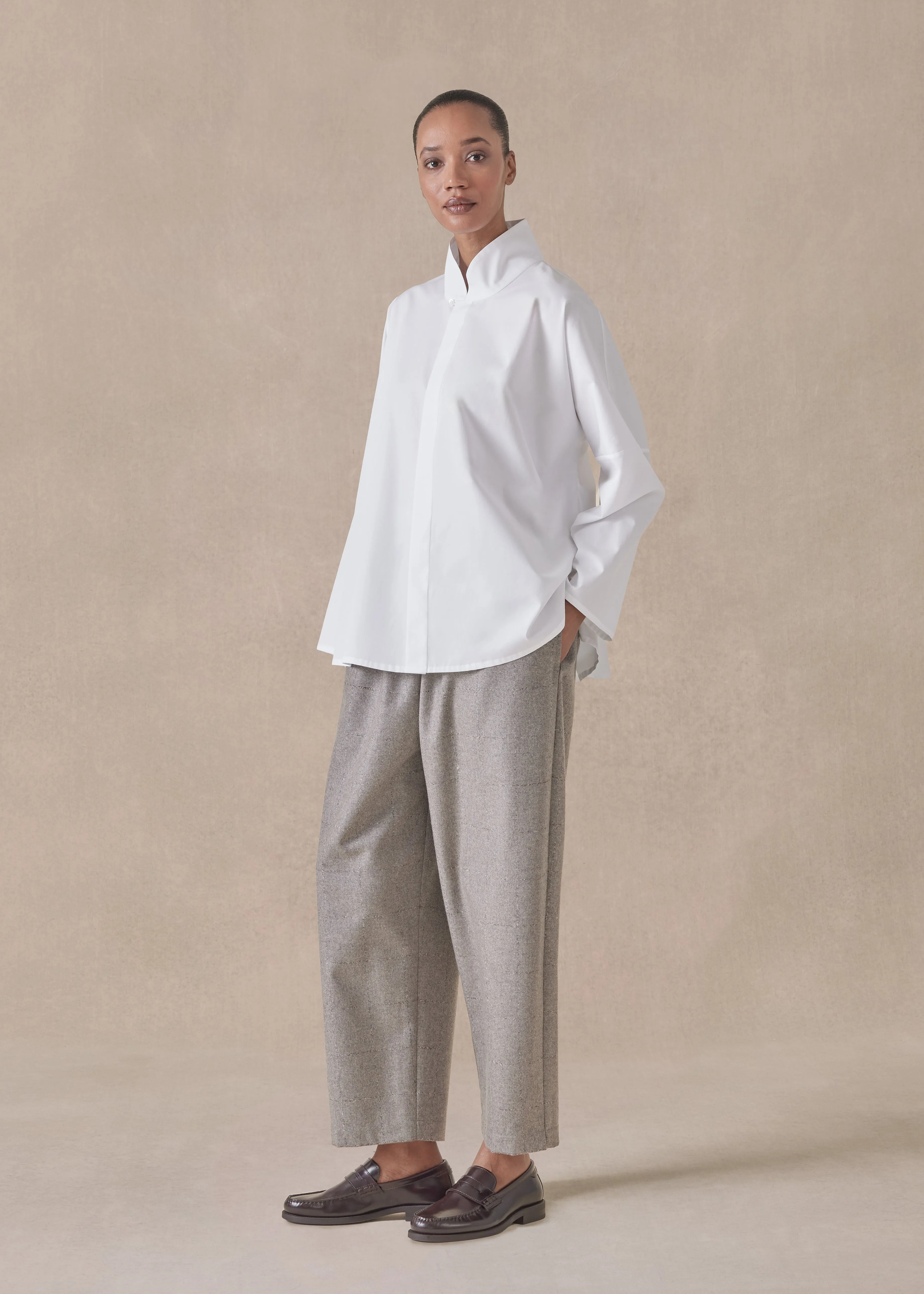 cotton chinese imperial shirt with chinese collar - mid plus sold by eskandar product image thumbnail 2