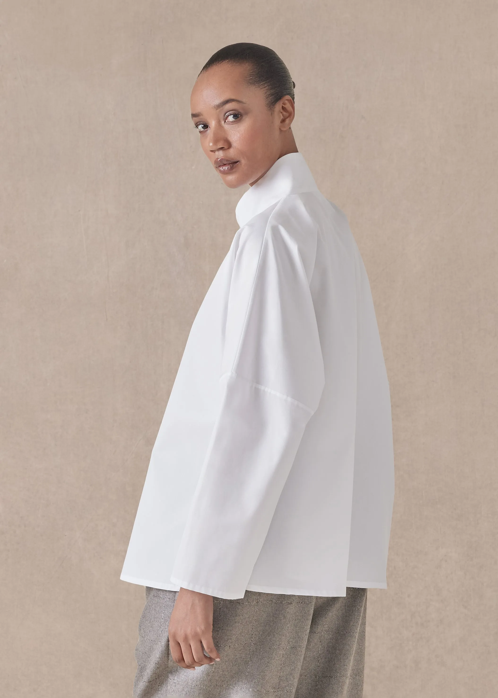 cotton chinese imperial shirt with chinese collar - mid plus sold by eskandar product image thumbnail 4