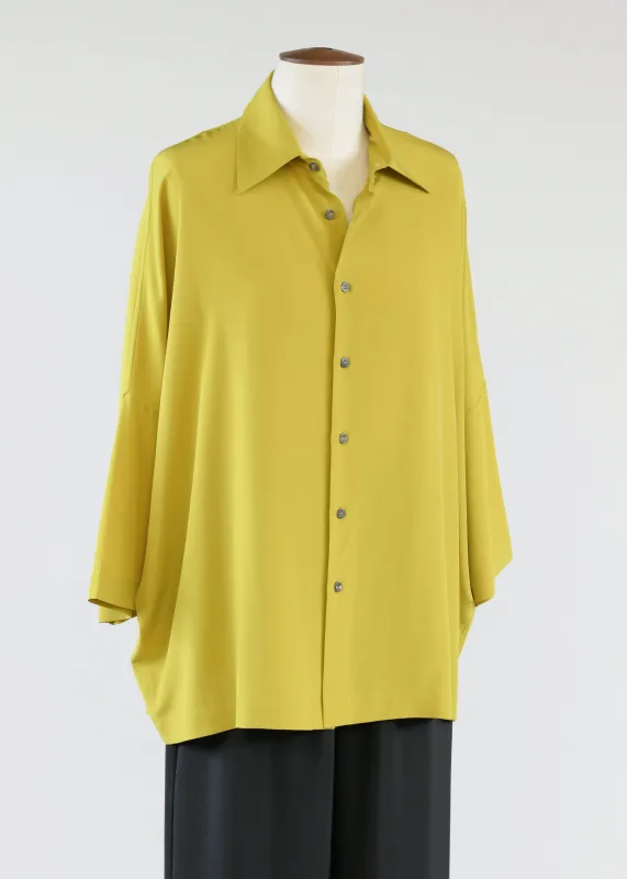 silk sloped shoulder shirt w/collar-long (3/4 sleeves) sold by eskandar
