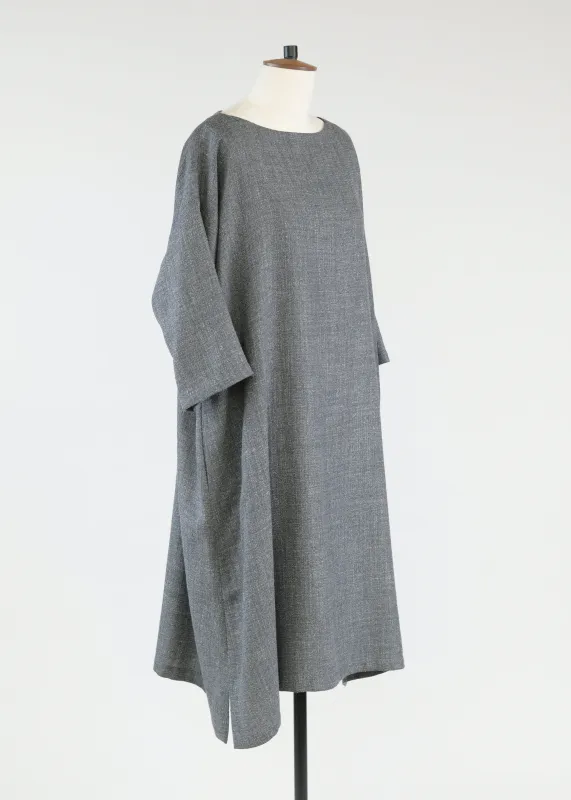 alpaca wool mix 3/4 sleeve wide a-line scoop neck dress - 3/4 length (lined) sold by eskandar