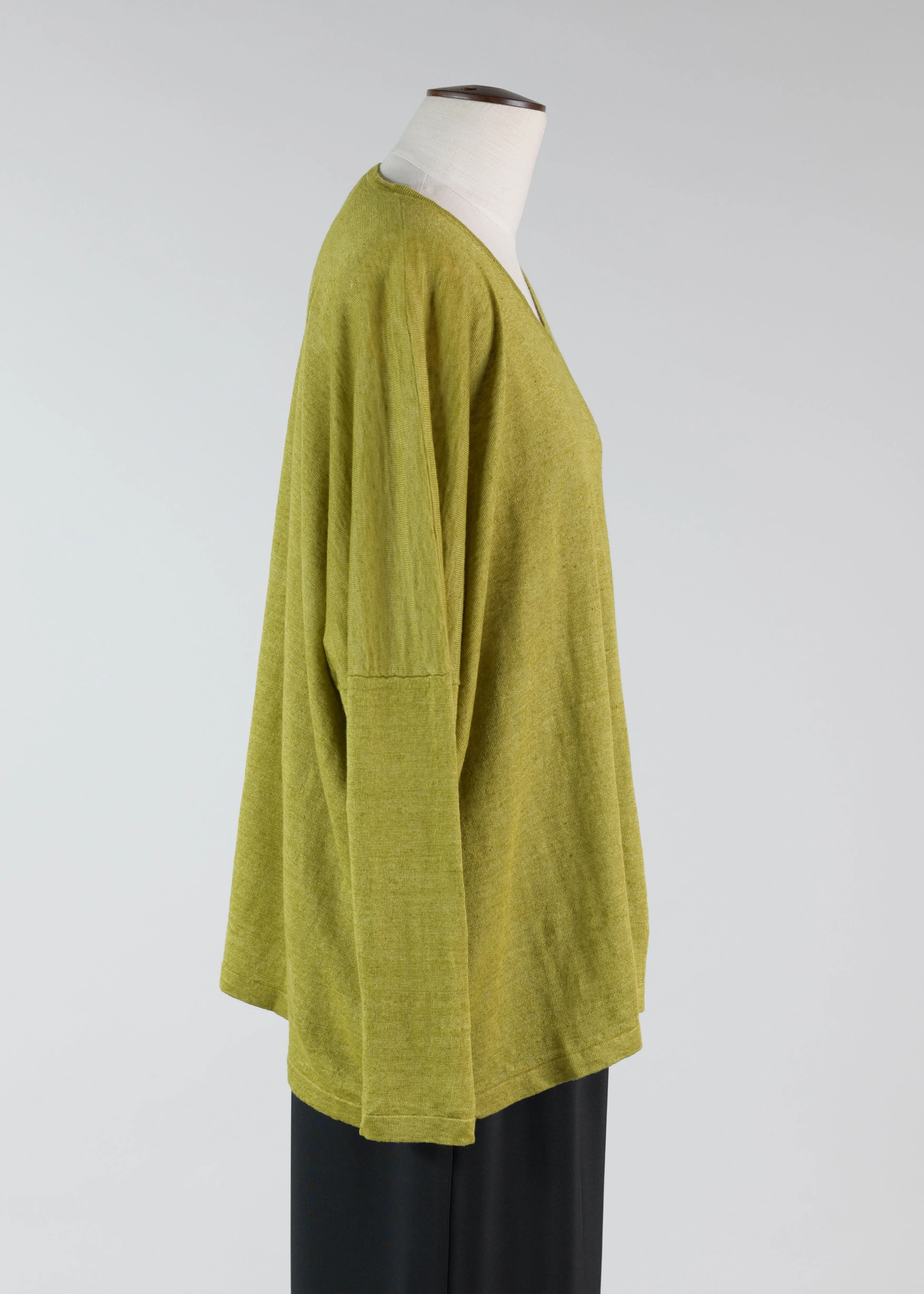 linen knitted v neck sweater - long sold by eskandar product image thumbnail 2