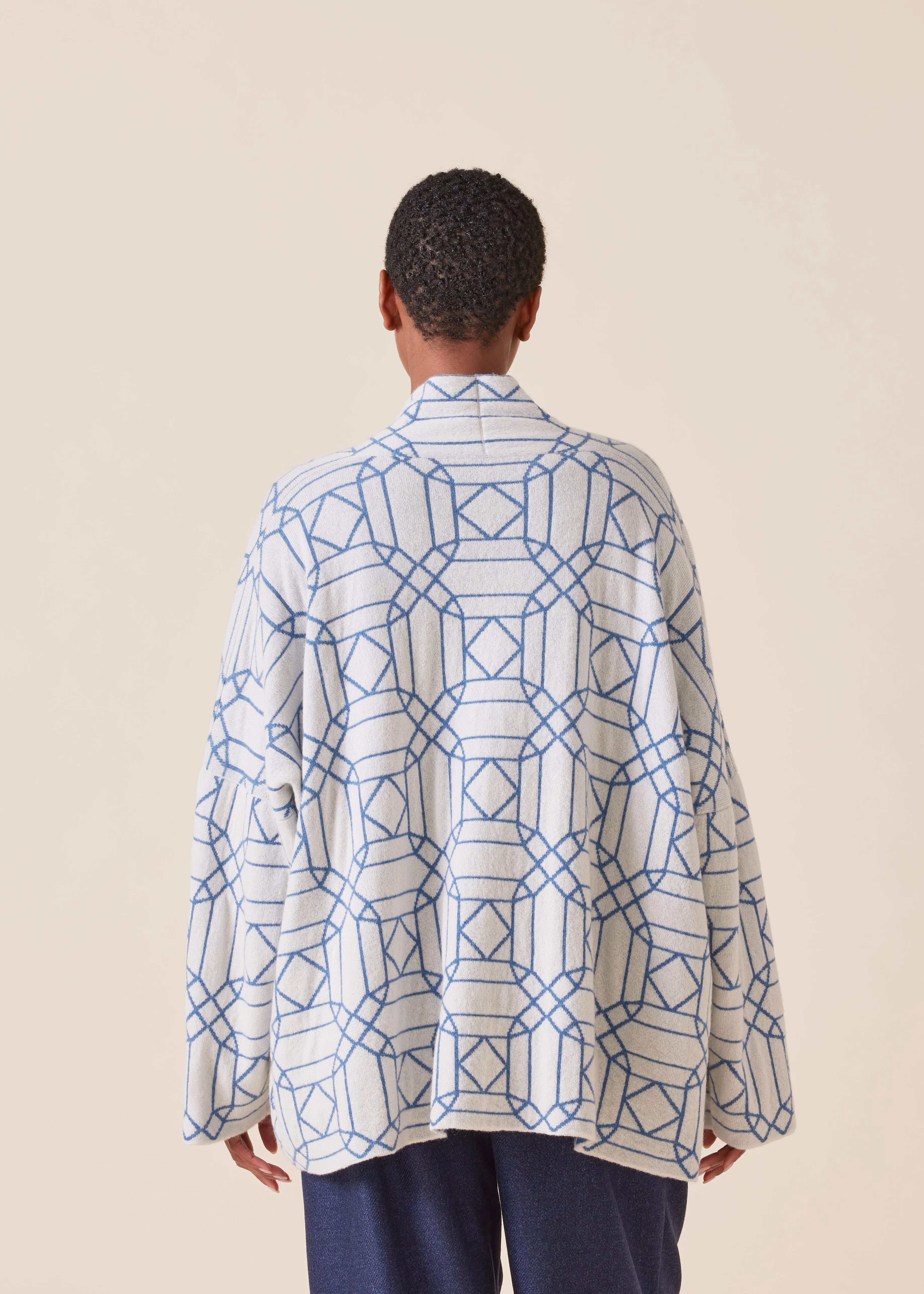 cashmere knitted scrunch shawl collar cardigan - mid sold by eskandar product image thumbnail 3