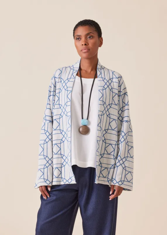 cashmere knitted scrunch shawl collar cardigan - mid sold by eskandar