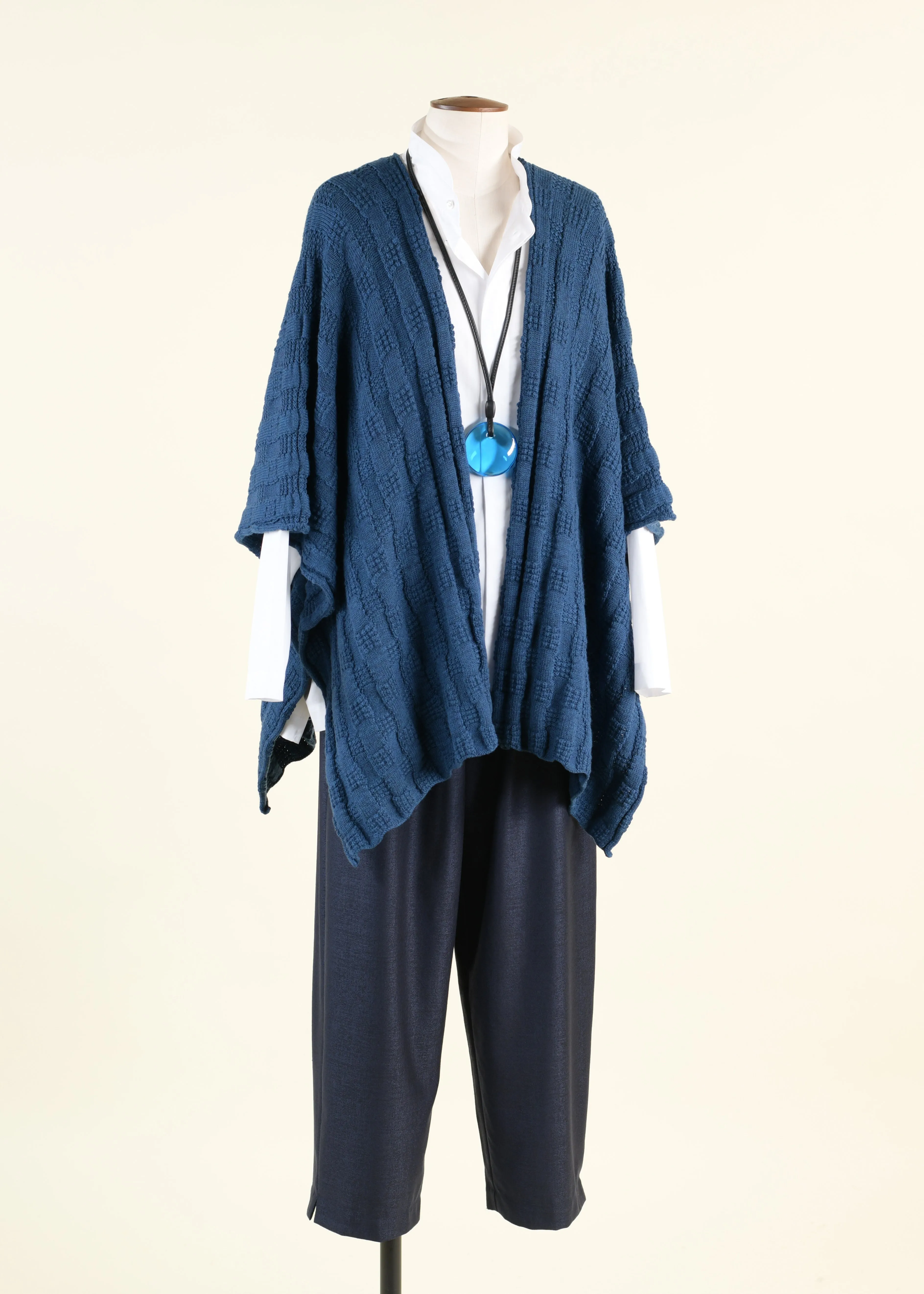 mernio wool extra wide knit tabard - mid sold by eskandar product image thumbnail 2