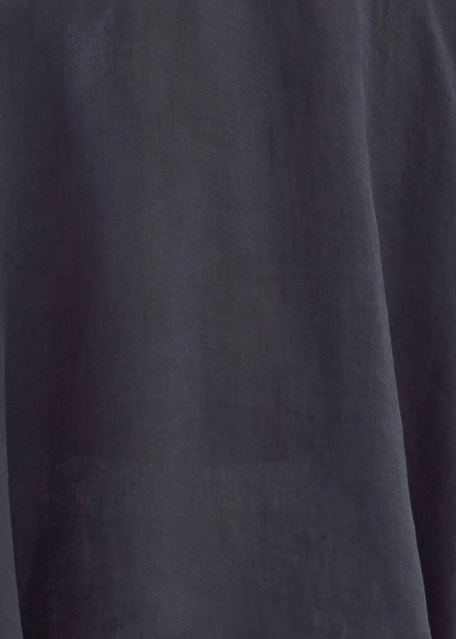 linen sloped shoulder wide a-line pleated collar short sleeve shirt - mid sold by eskandar product image thumbnail 5