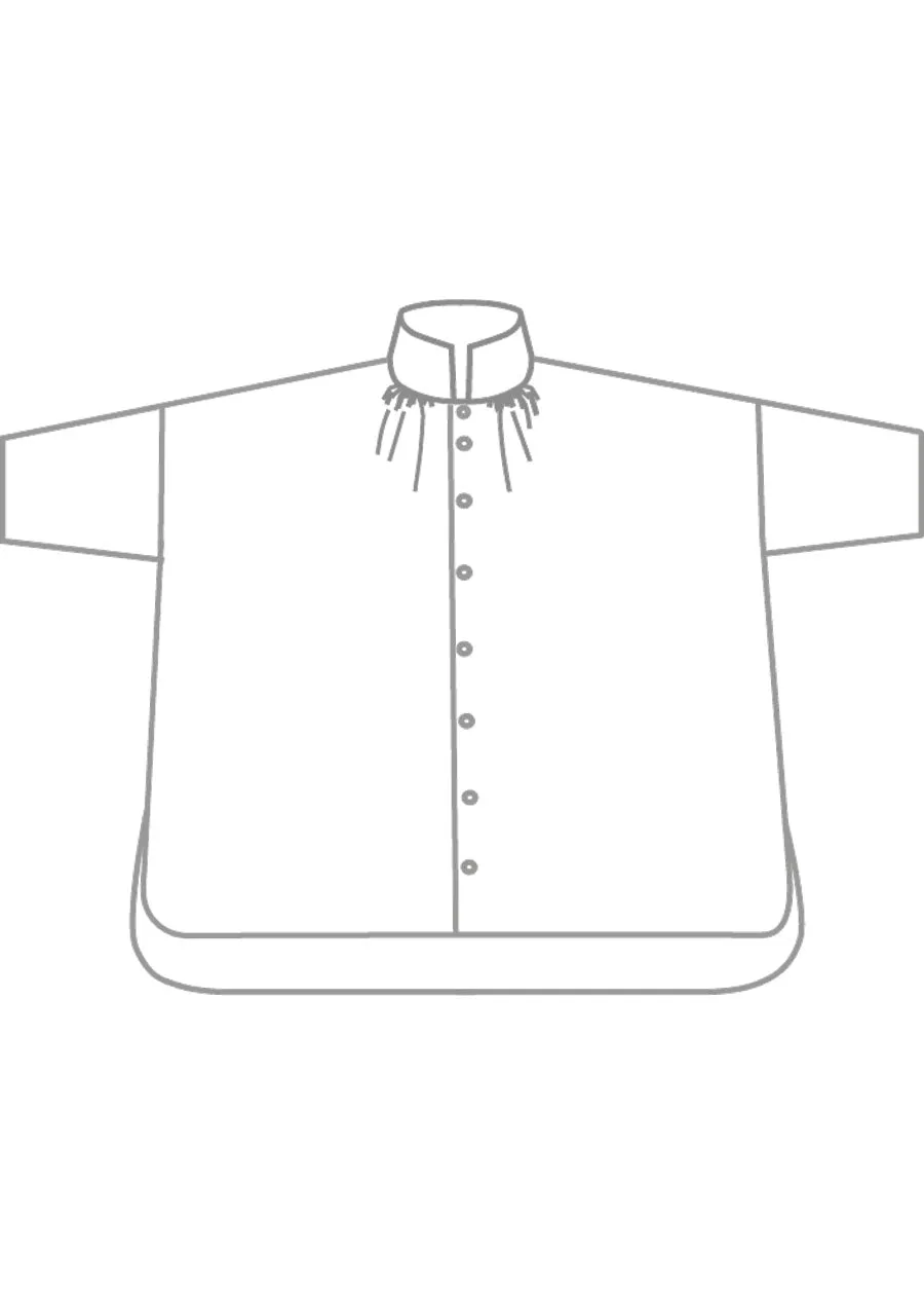 linen sloped shoulder wide a-line pleated collar short sleeve shirt - long sold by eskandar product image thumbnail 5