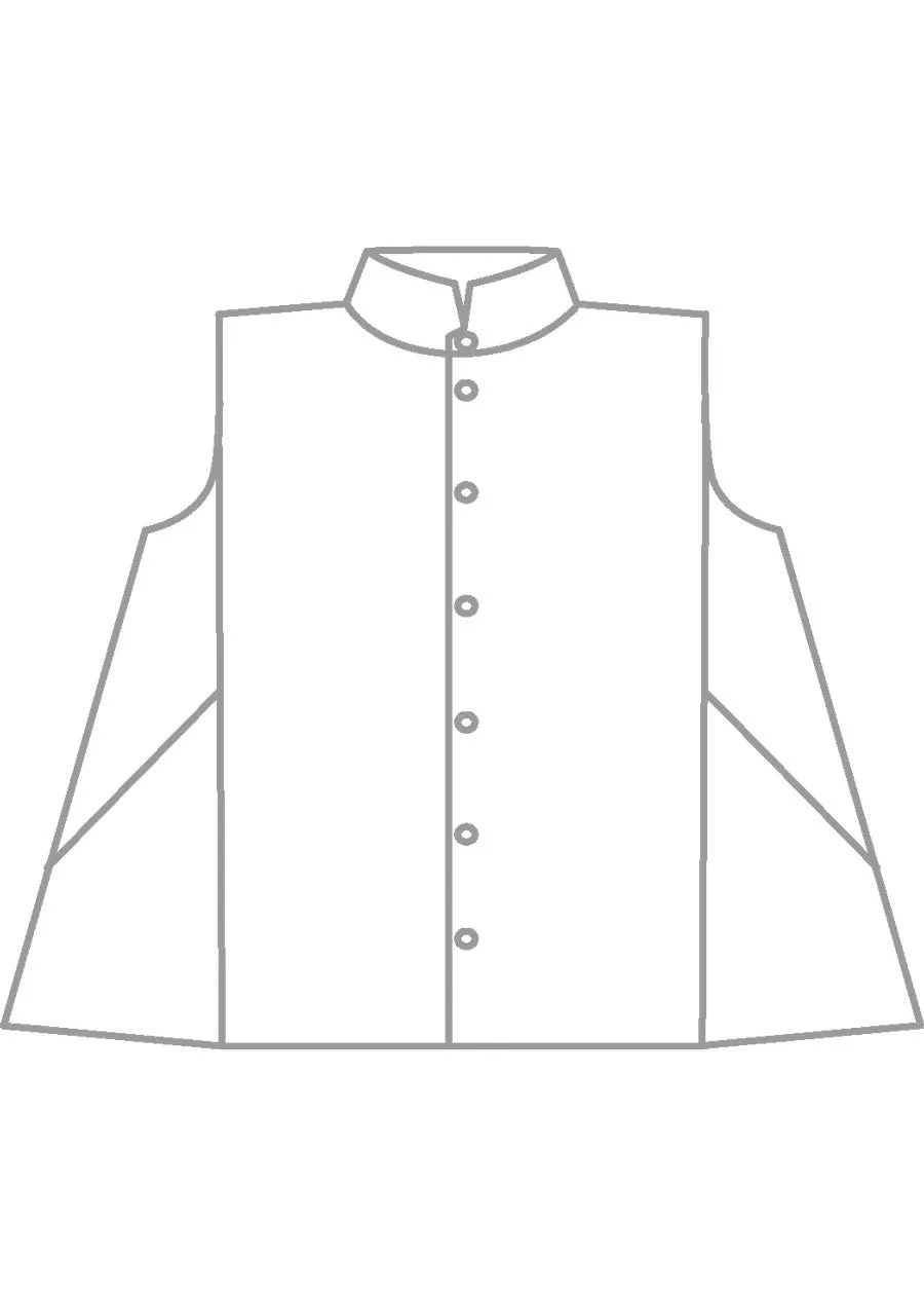 linen sleeveless caucasus shirt with notch collar - long sold by eskandar product image thumbnail 4