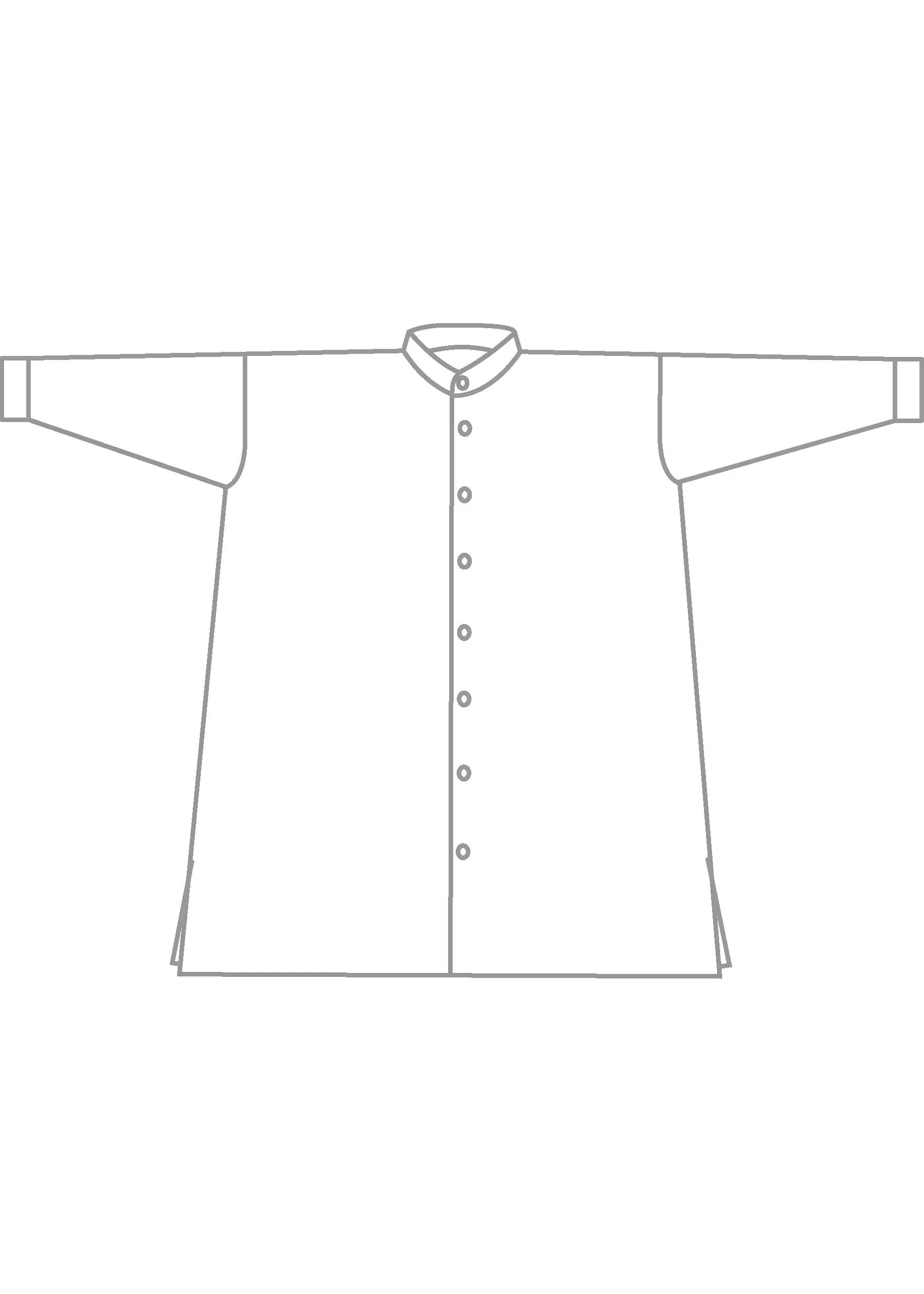 linen wide a-line collarless shirt - very long with slits sold by eskandar product image thumbnail 5