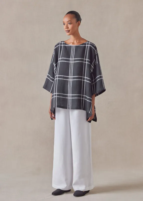 linen dps scoop neck 3/4 sleeve top - mid plus sold by eskandar