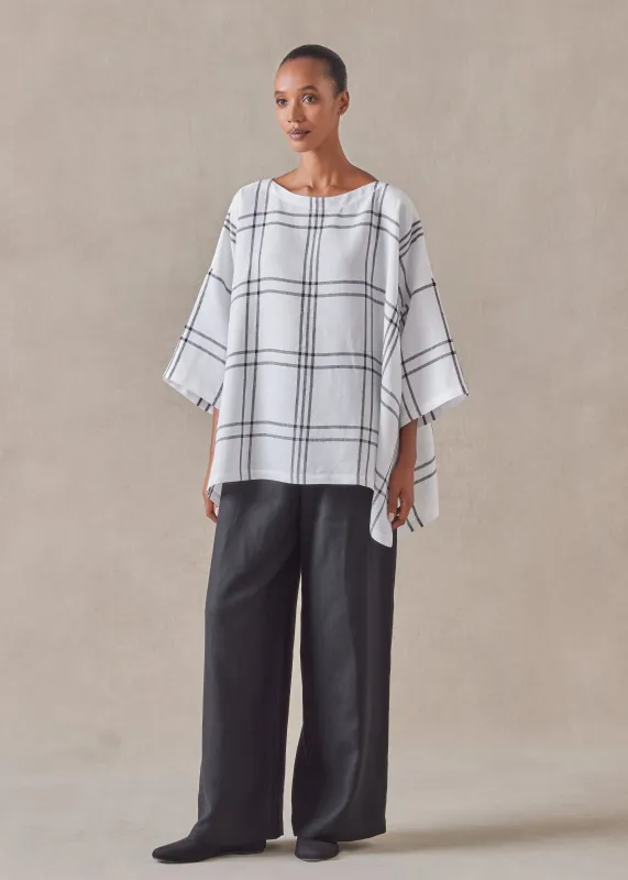 linen dps scoop neck 3/4 sleeve top - mid plus sold by eskandar