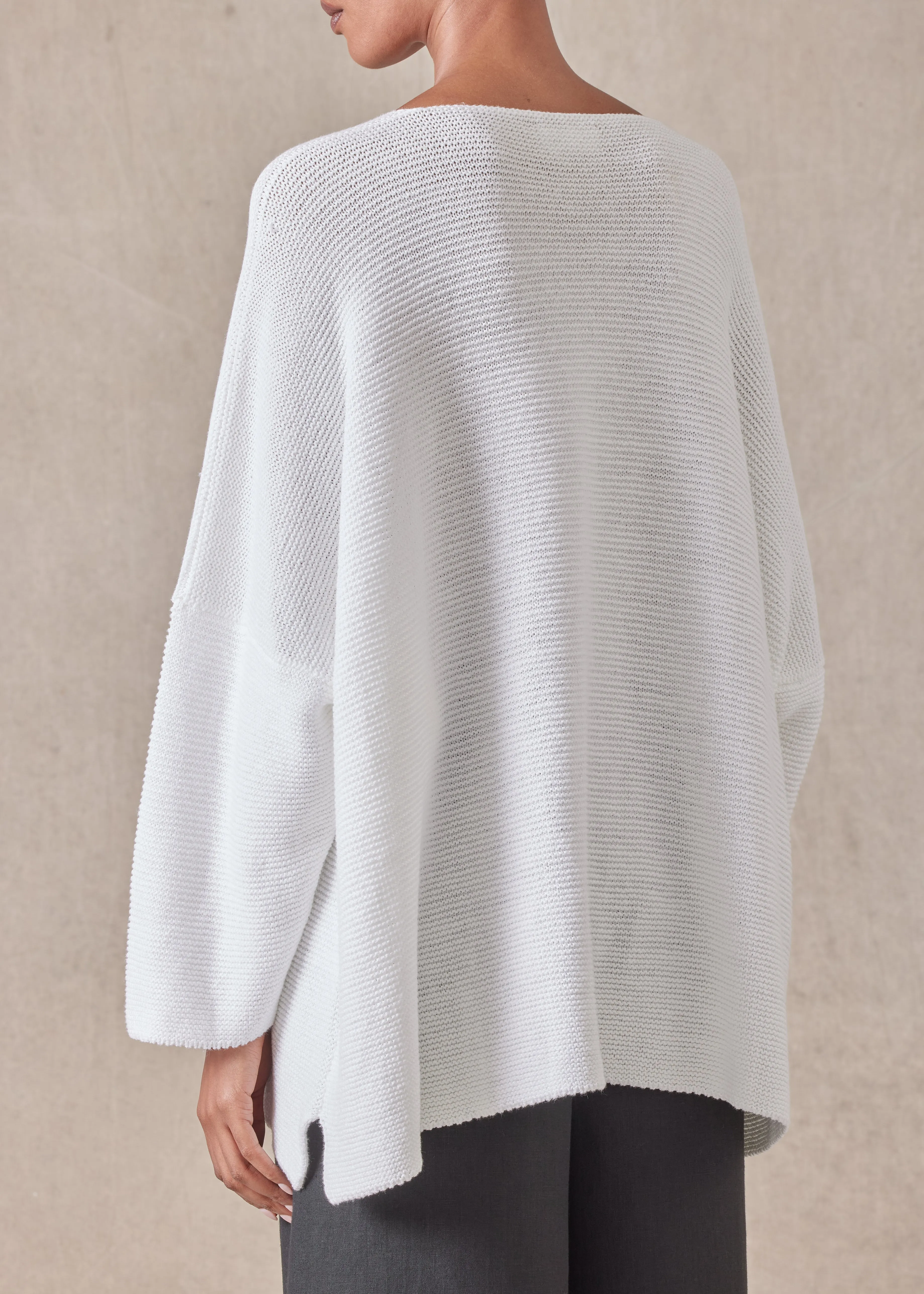 linen cotton mix bateau neck sweater - mid plus sold by eskandar product image thumbnail 2