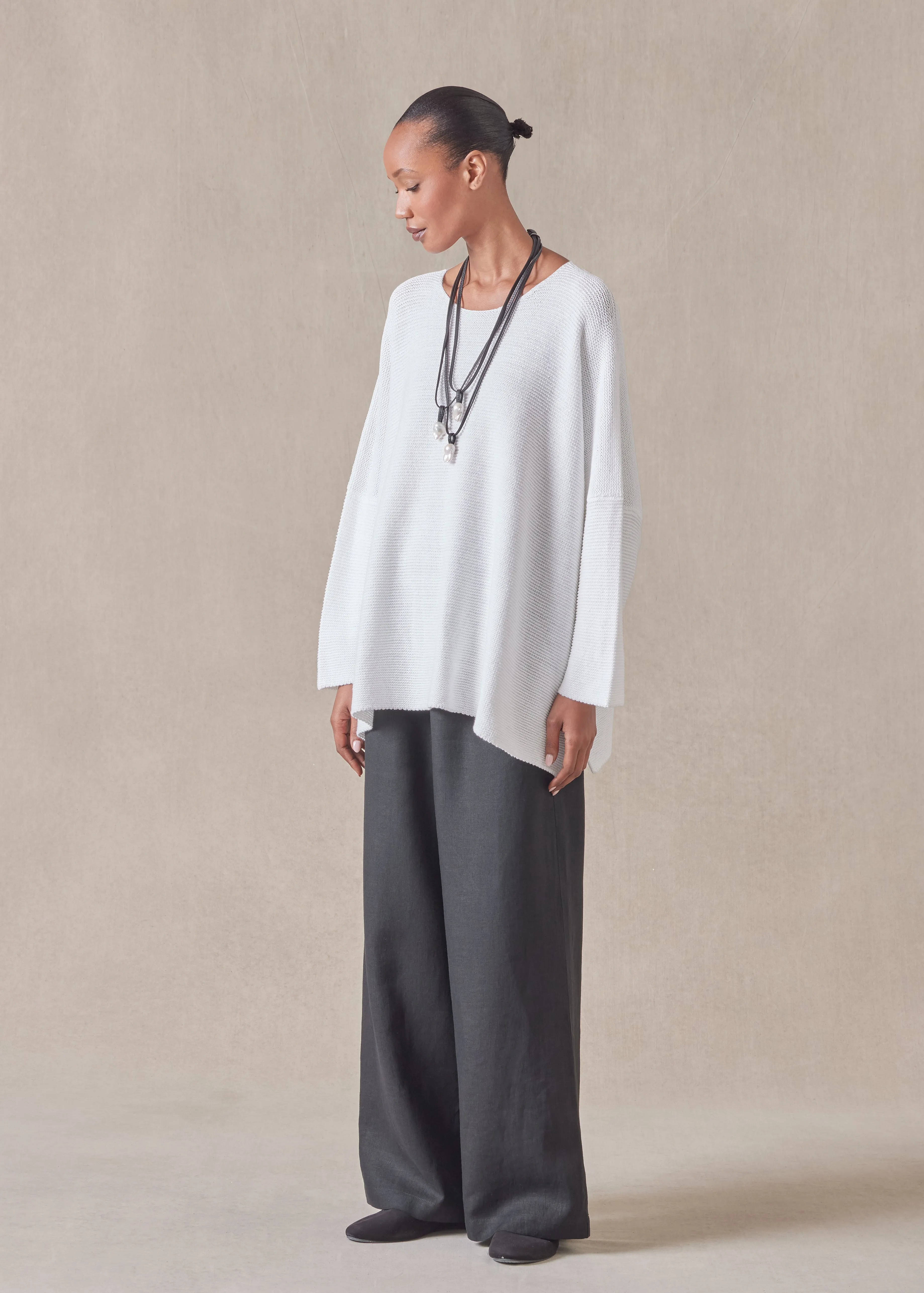 linen cotton mix bateau neck sweater - mid plus sold by eskandar product image thumbnail 3