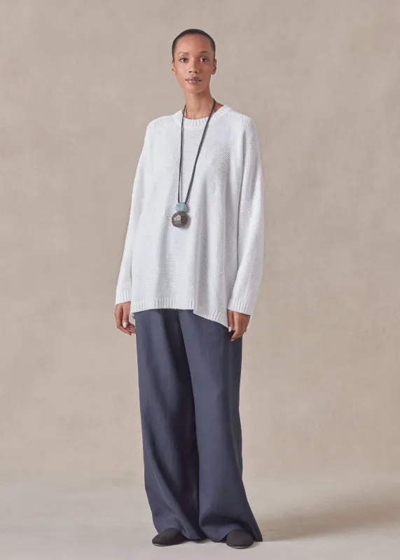 linen cotton mix  3/4 width round neck sweater - mid plus sold by eskandar