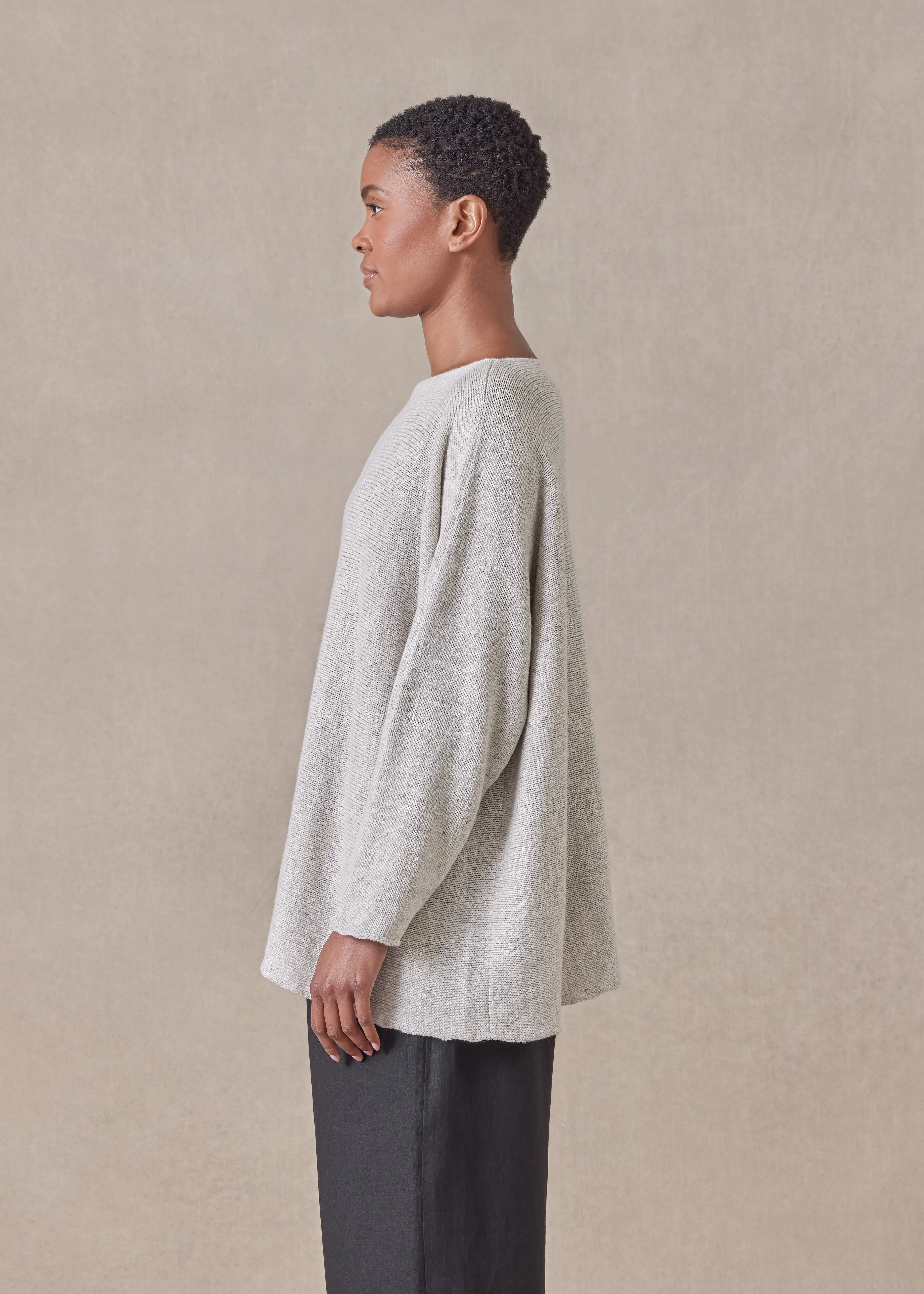 linen cotton mix sideways knitted sweater - mid sold by eskandar product image thumbnail 3