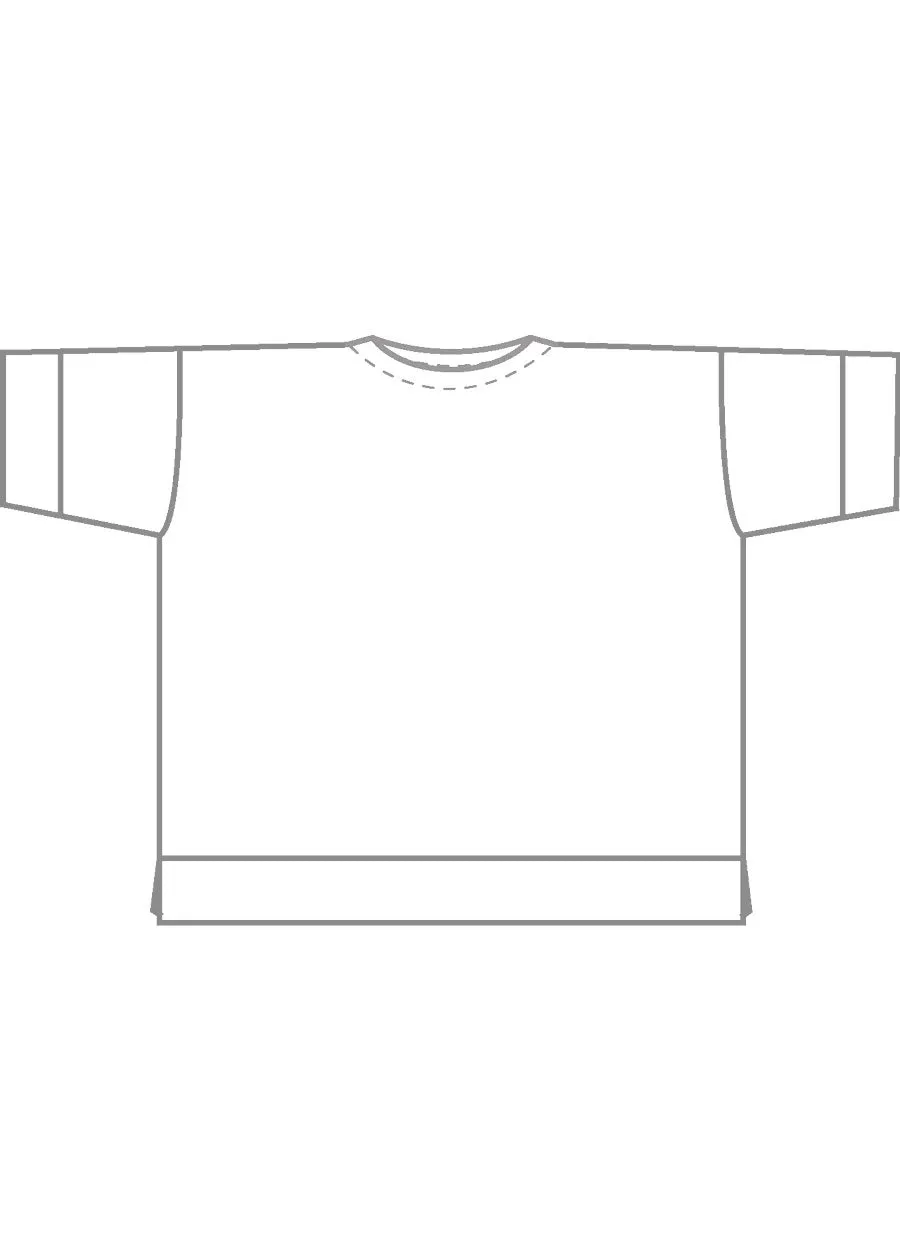 cotton jersey round neck 3/4 sleeve top with hembands - long (black) sold by eskandar product image thumbnail 5