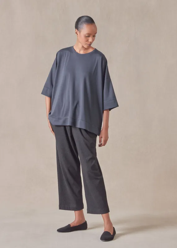 cotton jersey round neck 3/4 sleeve top with hembands - mid plus sold by eskandar