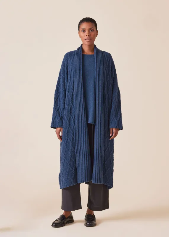 cashmere wide shawl collar cardigan coat - 3/4 length sold by eskandar