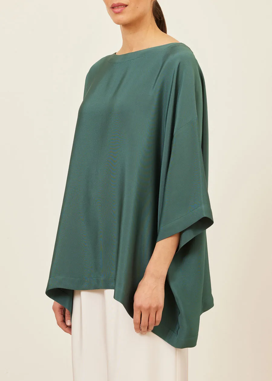 silk 3/4 sleeve bateau neck tunic - long sold by eskandar