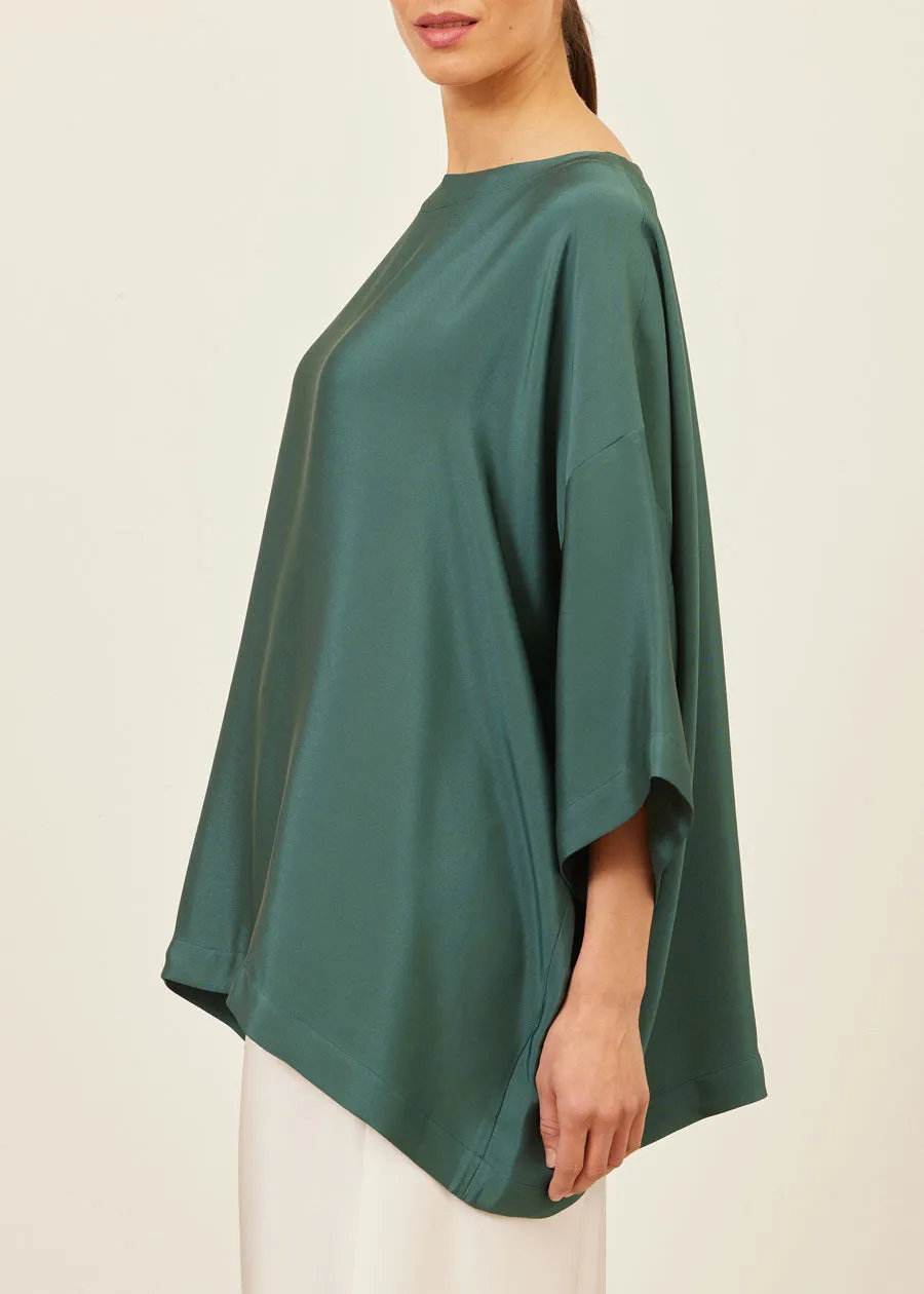 silk 3/4 sleeve bateau neck tunic - long sold by eskandar product image thumbnail 3