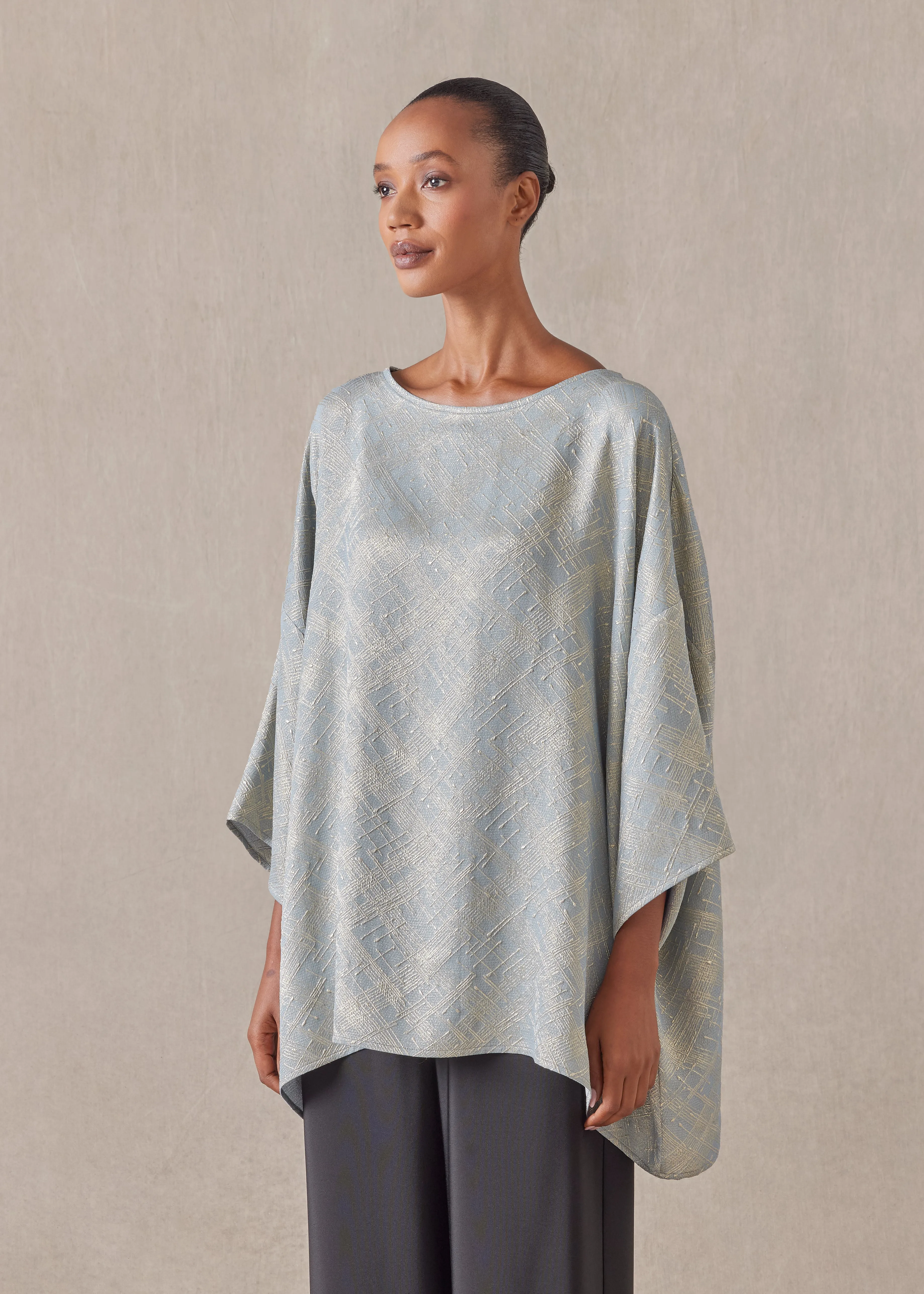 silk mix 3/4 sleeve bateau neck tunic - long sold by eskandar product image thumbnail 2
