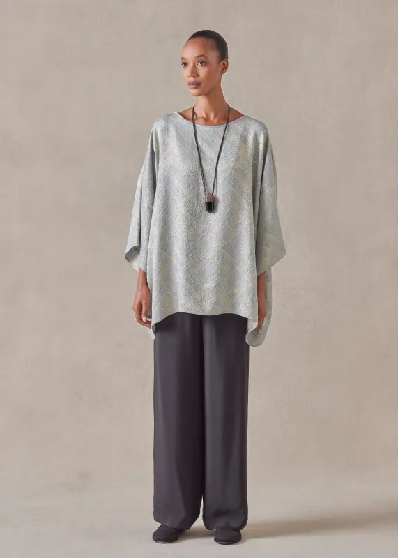 silk mix 3/4 sleeve bateau neck tunic - long sold by eskandar