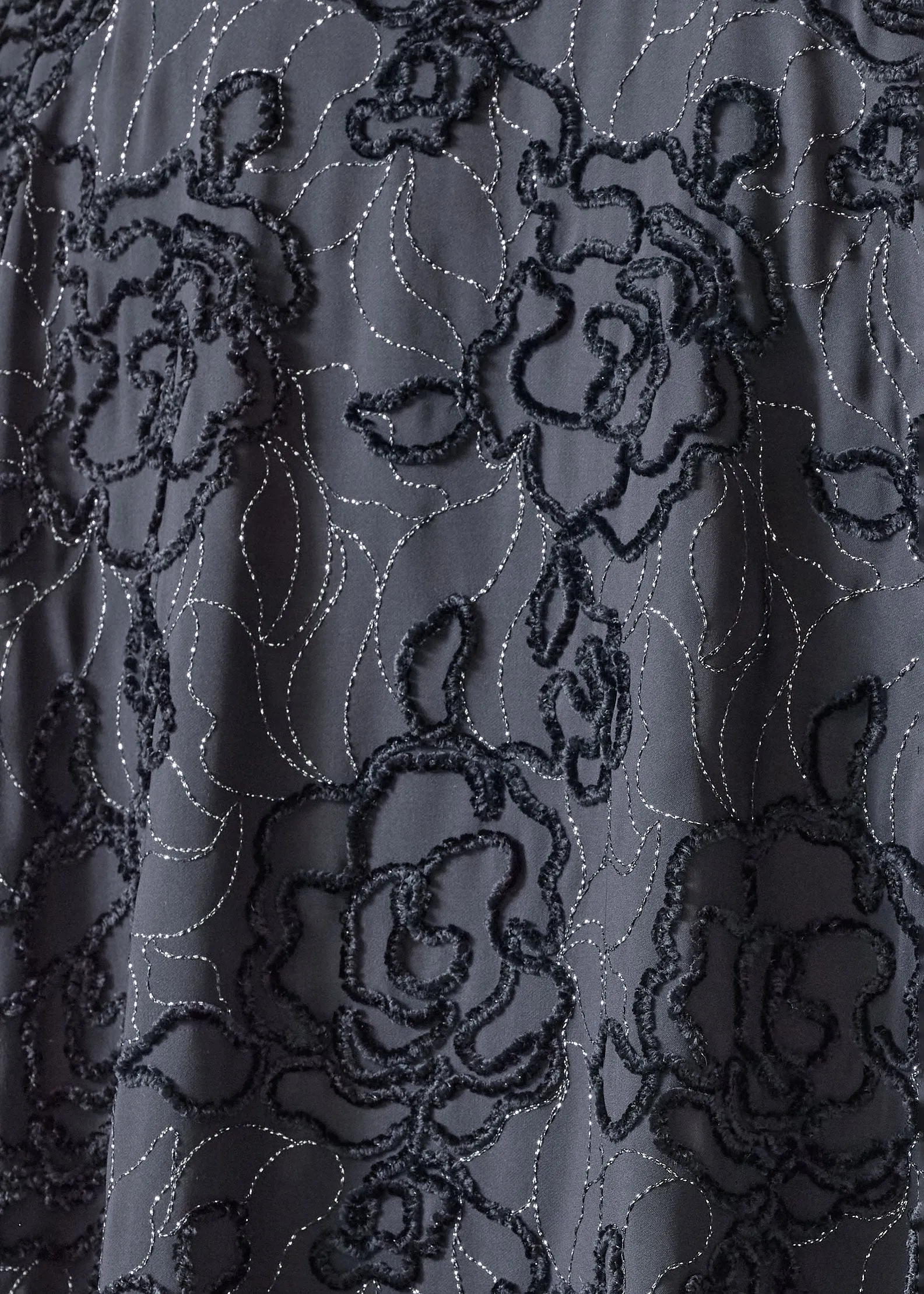 silk mix 3/4 sleeve bateau neck tunic - long (blacksilver) sold by eskandar product image thumbnail 4