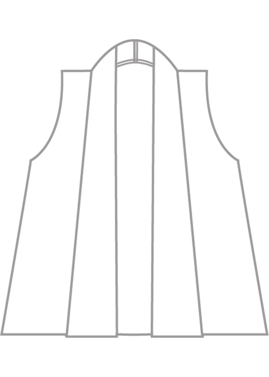 wool linen mix a-line scrunch shawl collar waistcoat - long sold by eskandar product image thumbnail 5