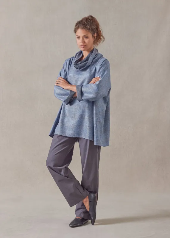 silk linen wool mix  angled to front monks top - long sold by eskandar