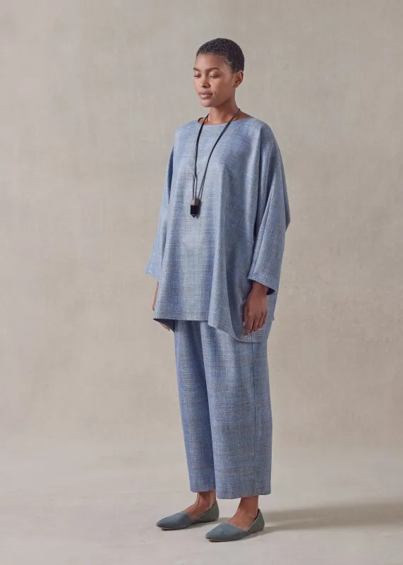 silk linen wool mix  boat neck top - long sold by eskandar